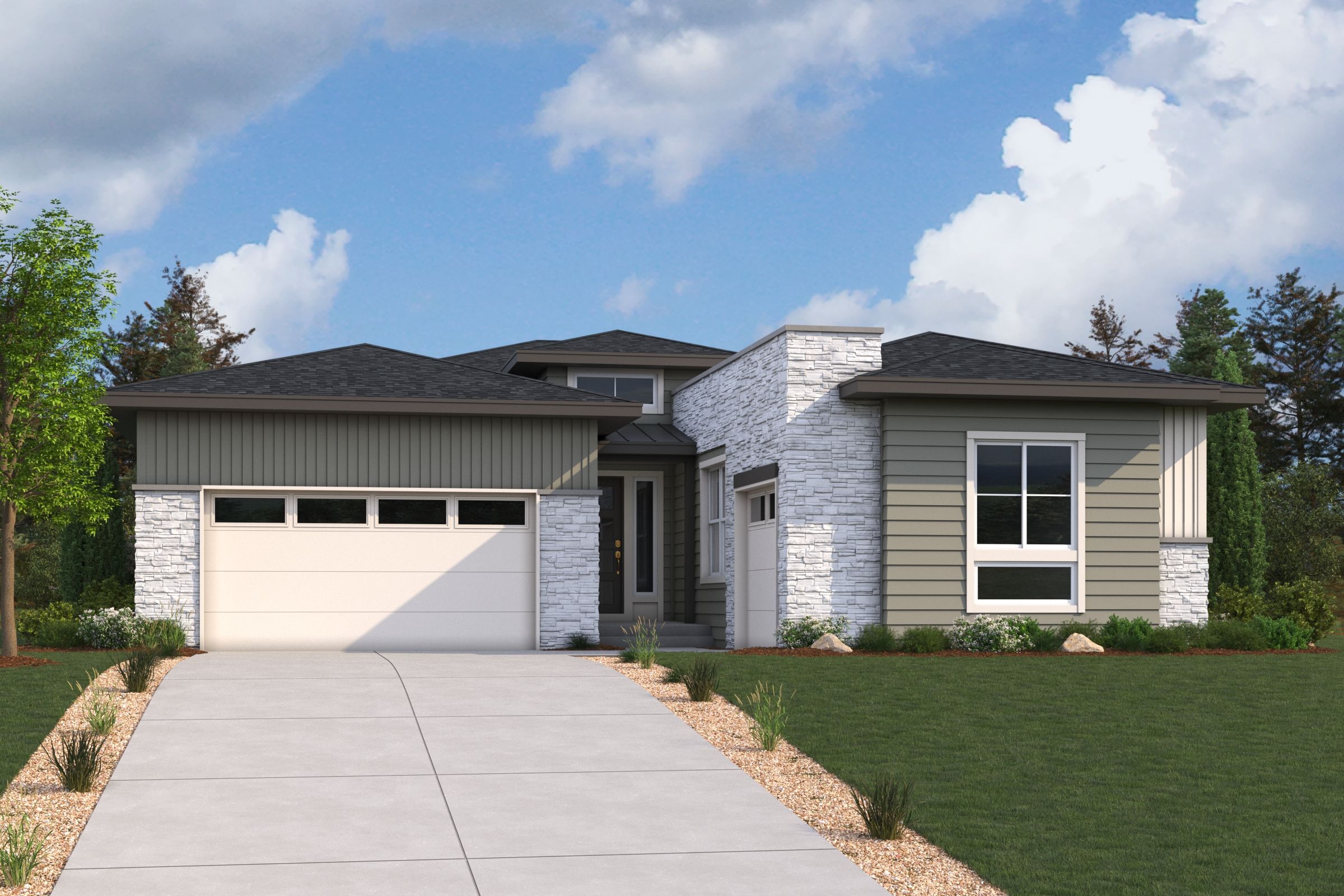 A house with a garage.
