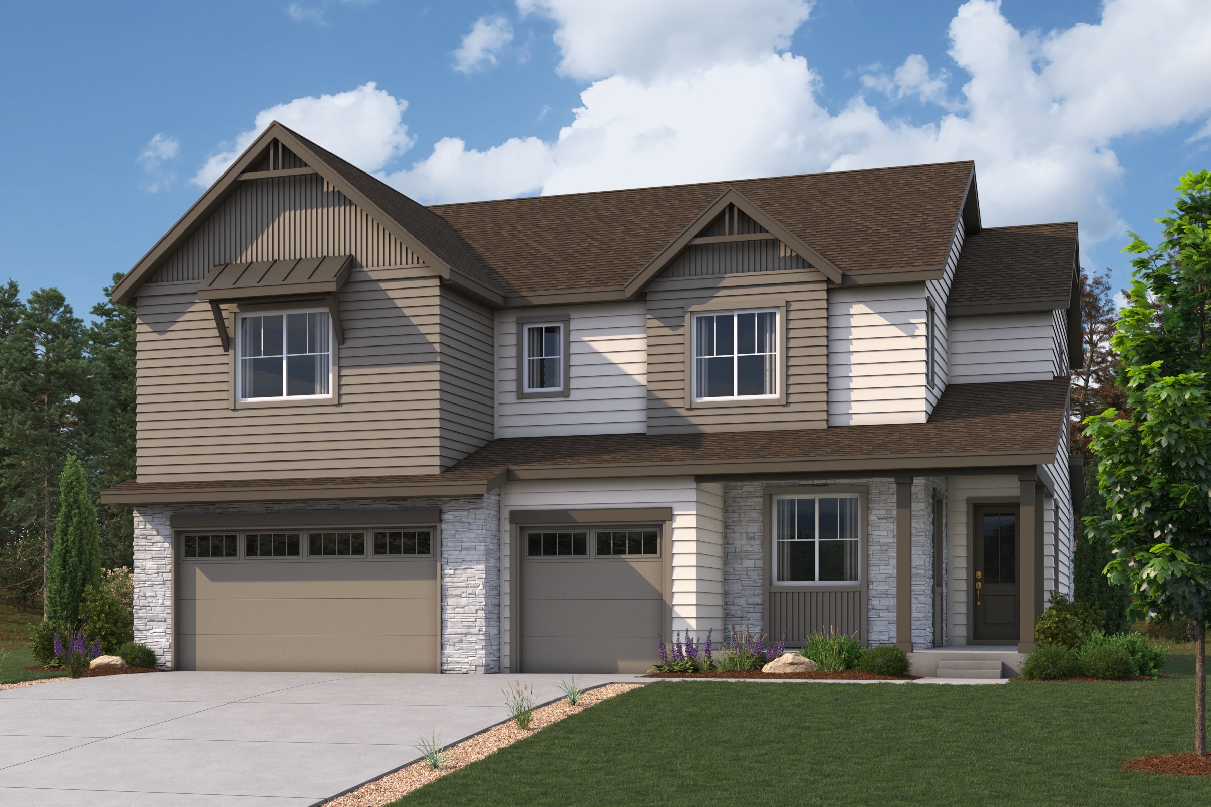 A house with a garage.
