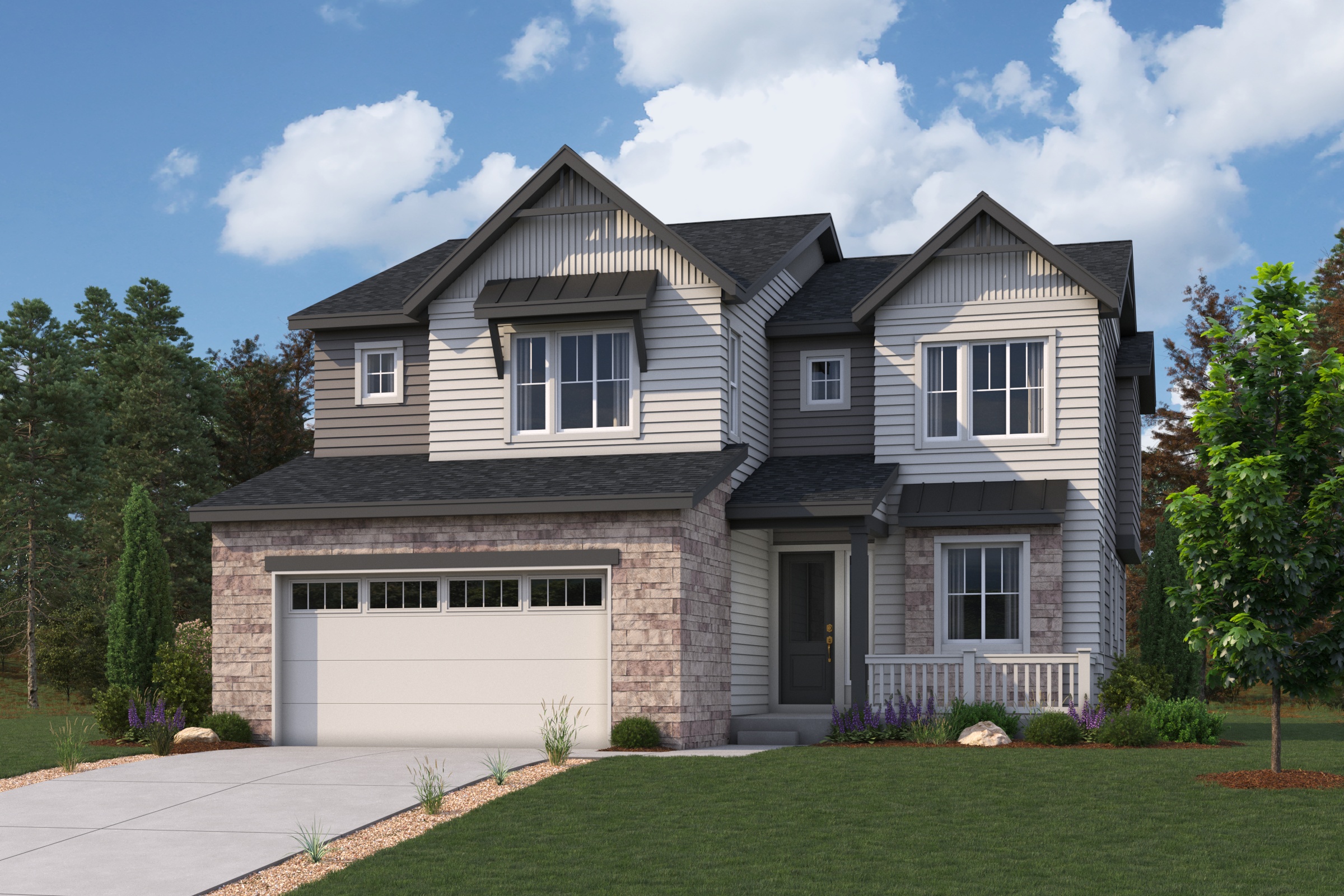 A house with a garage.