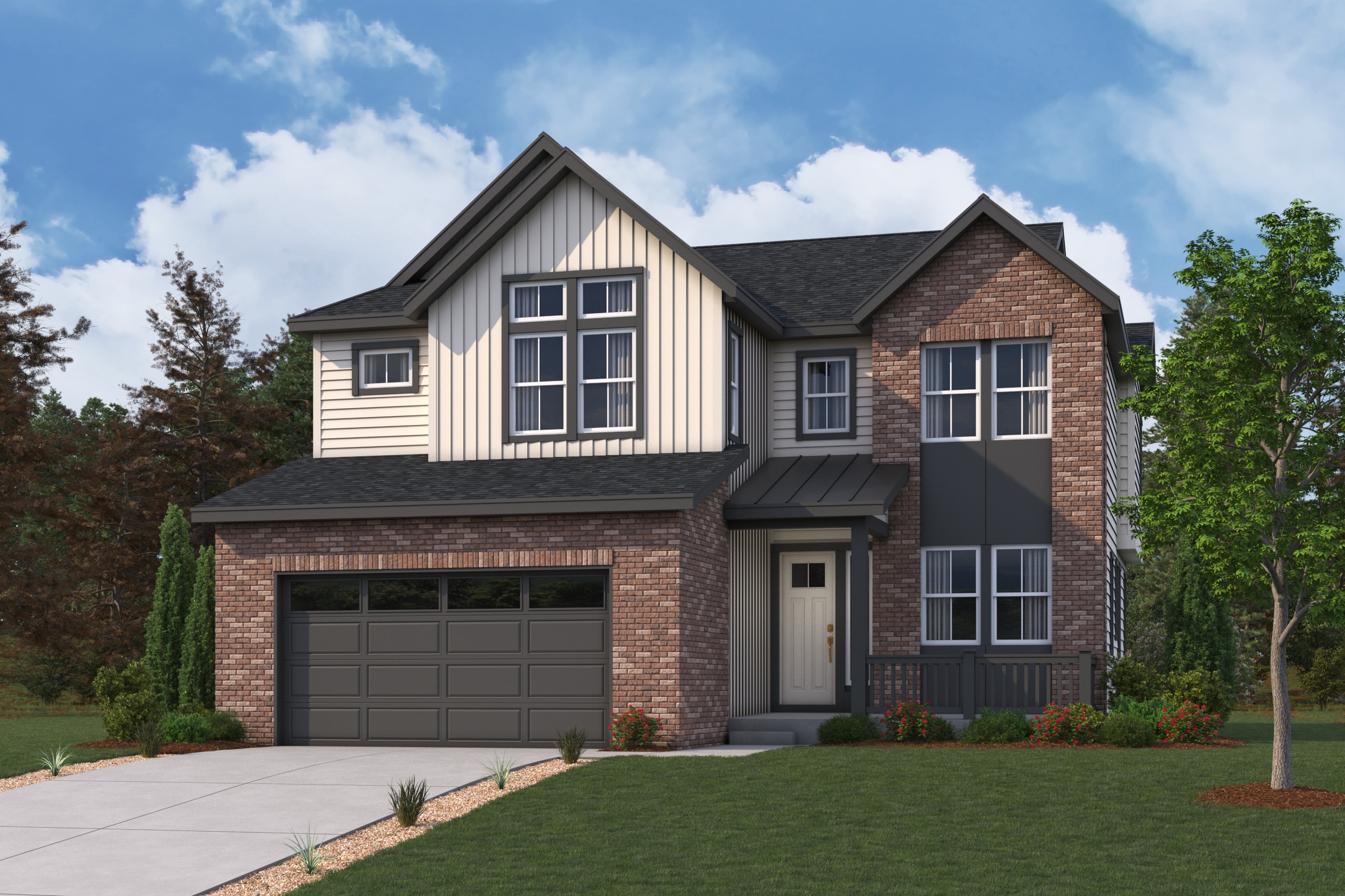 A house with a garage.