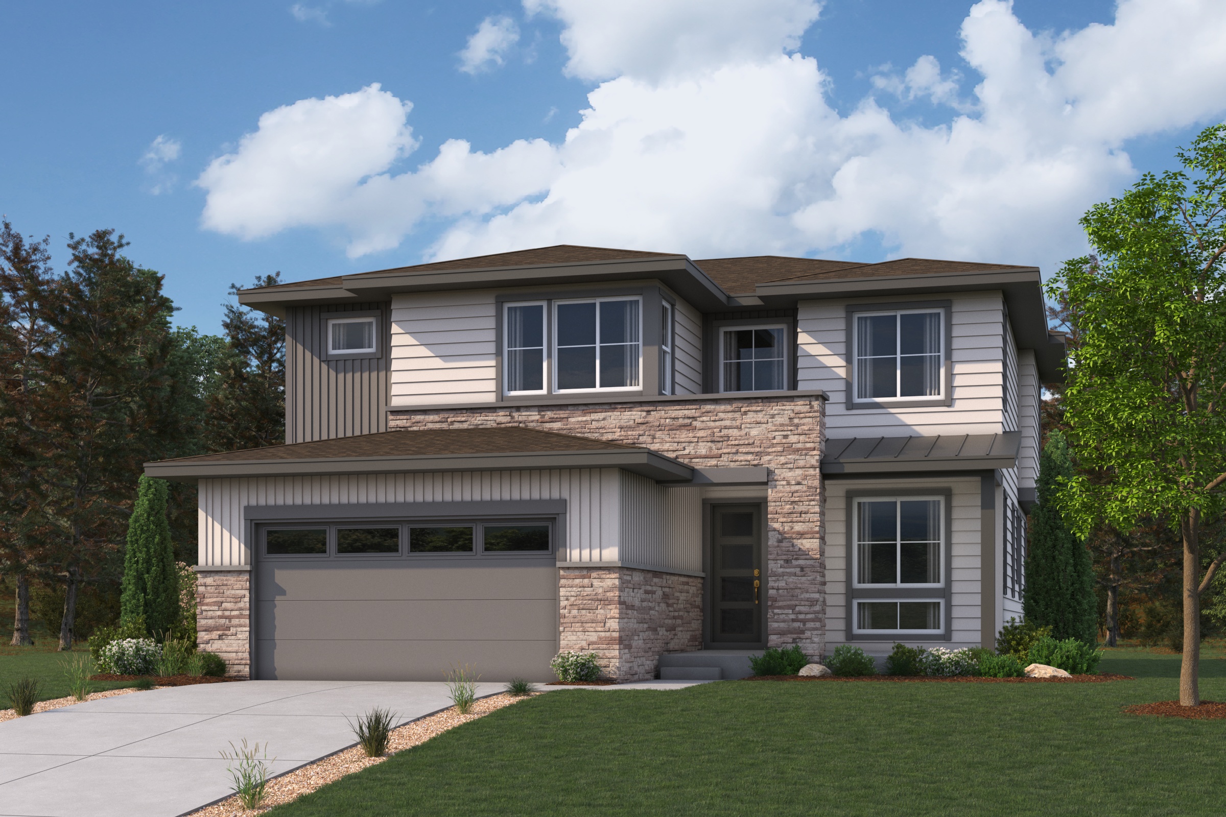 A house with a garage.