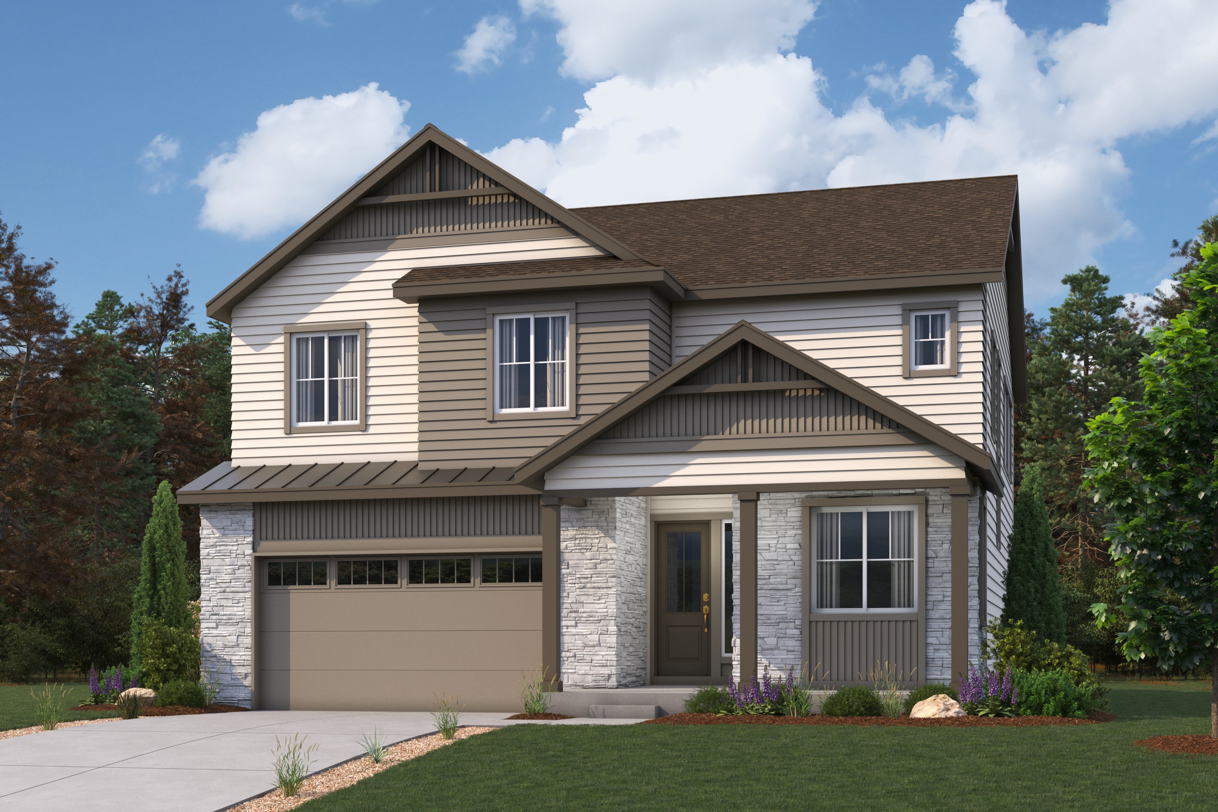 A house with a garage.