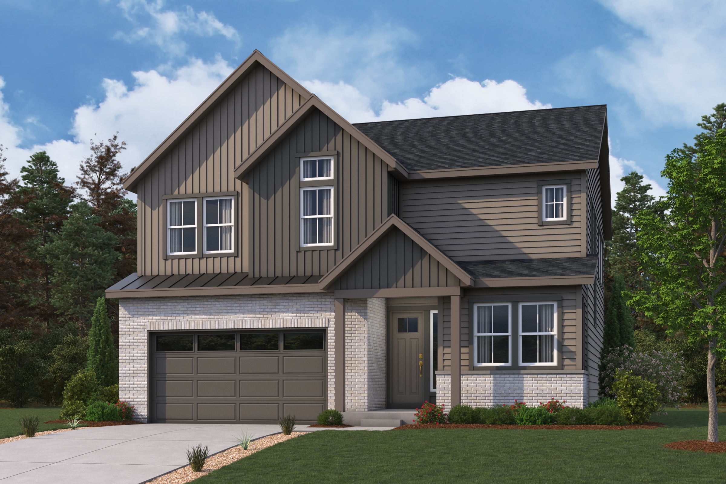 A house with a garage.