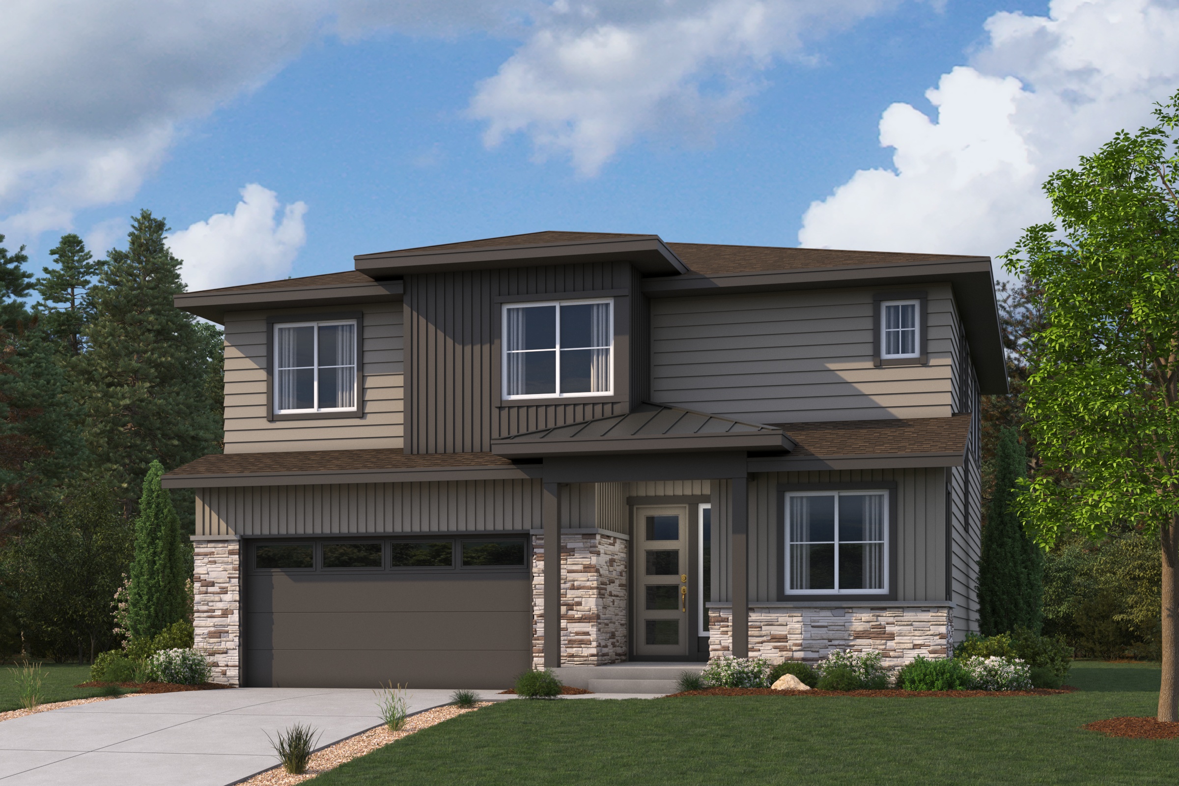 A house with a garage.
