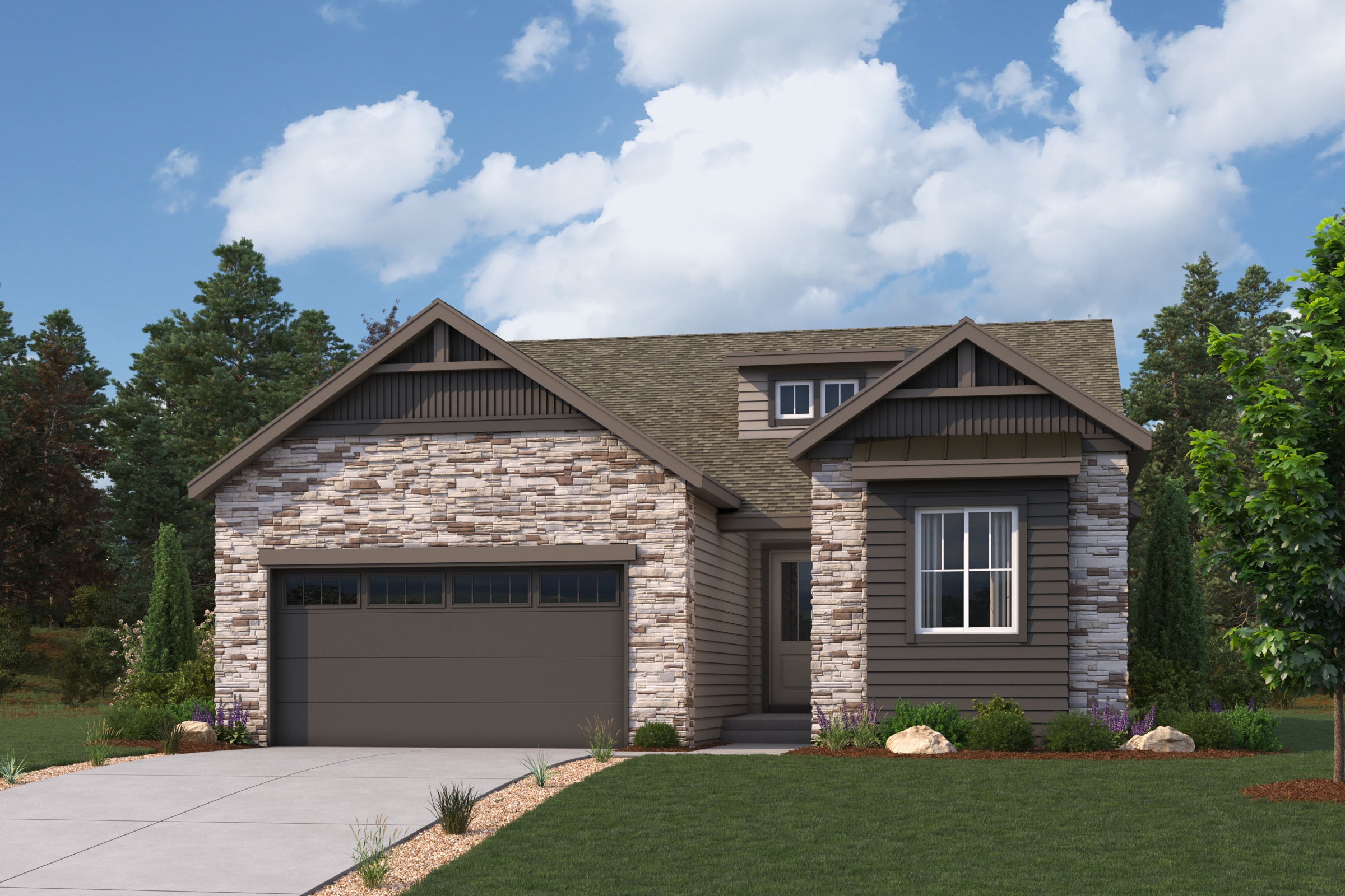 A house with a garage.