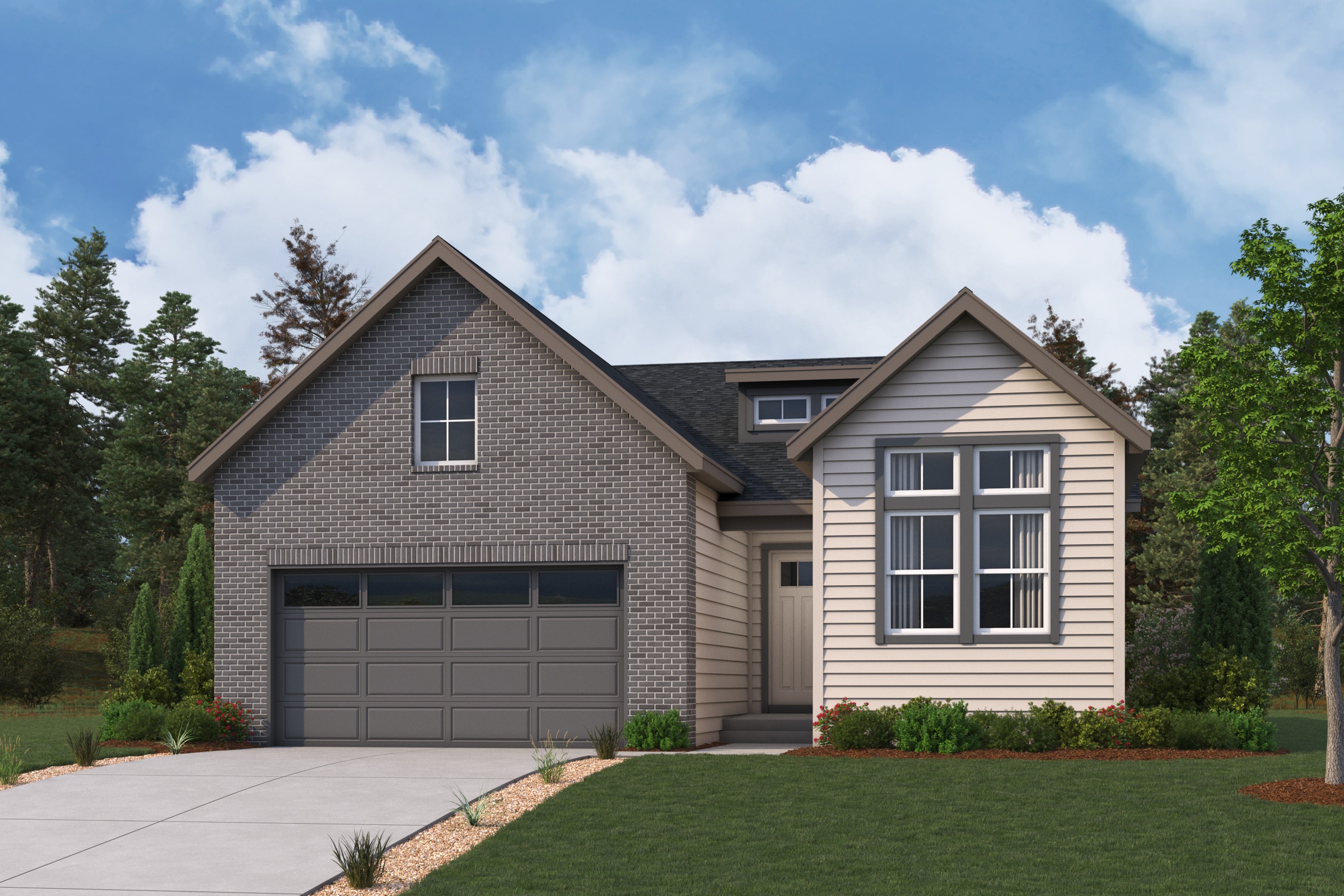 A house with a garage.