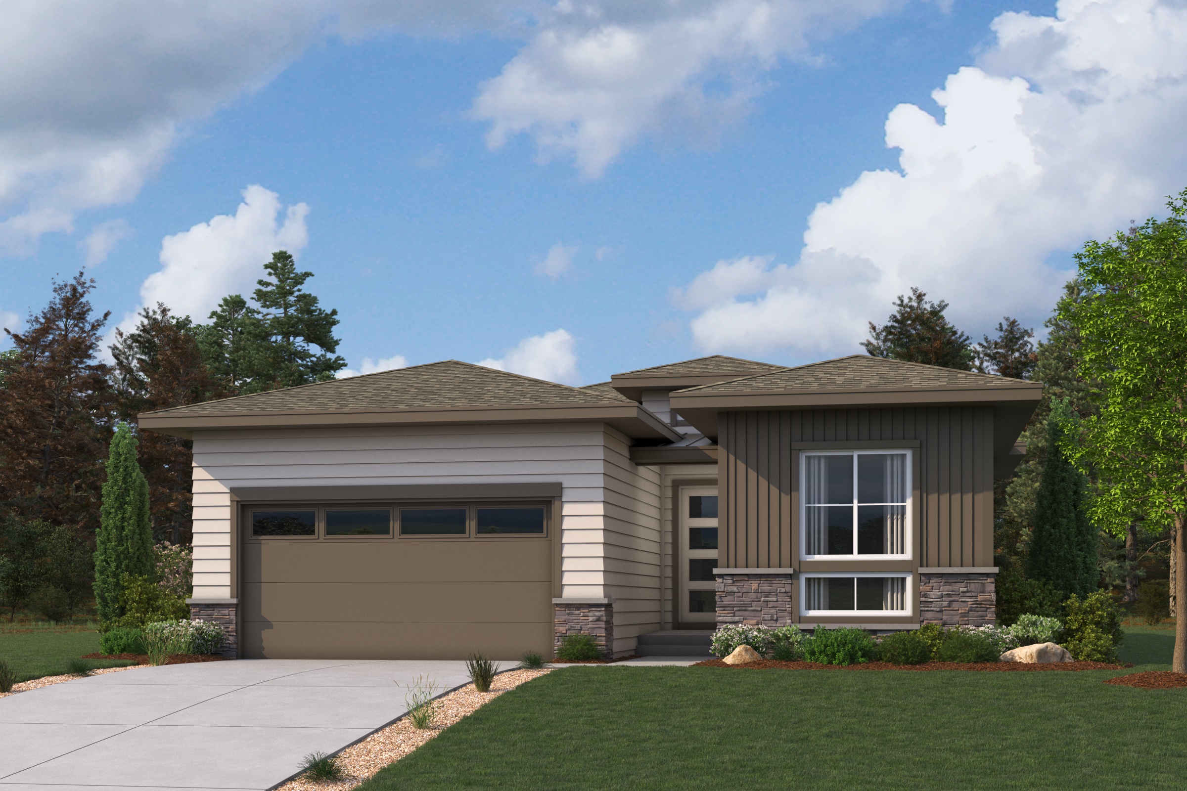 A house with a garage.