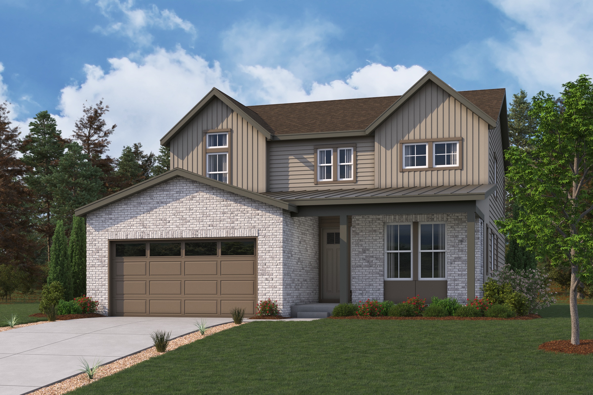 A house with a garage.