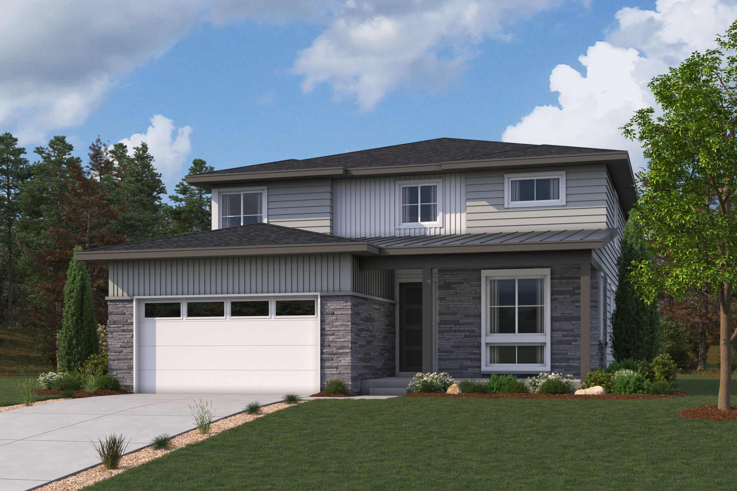 A house with a garage.