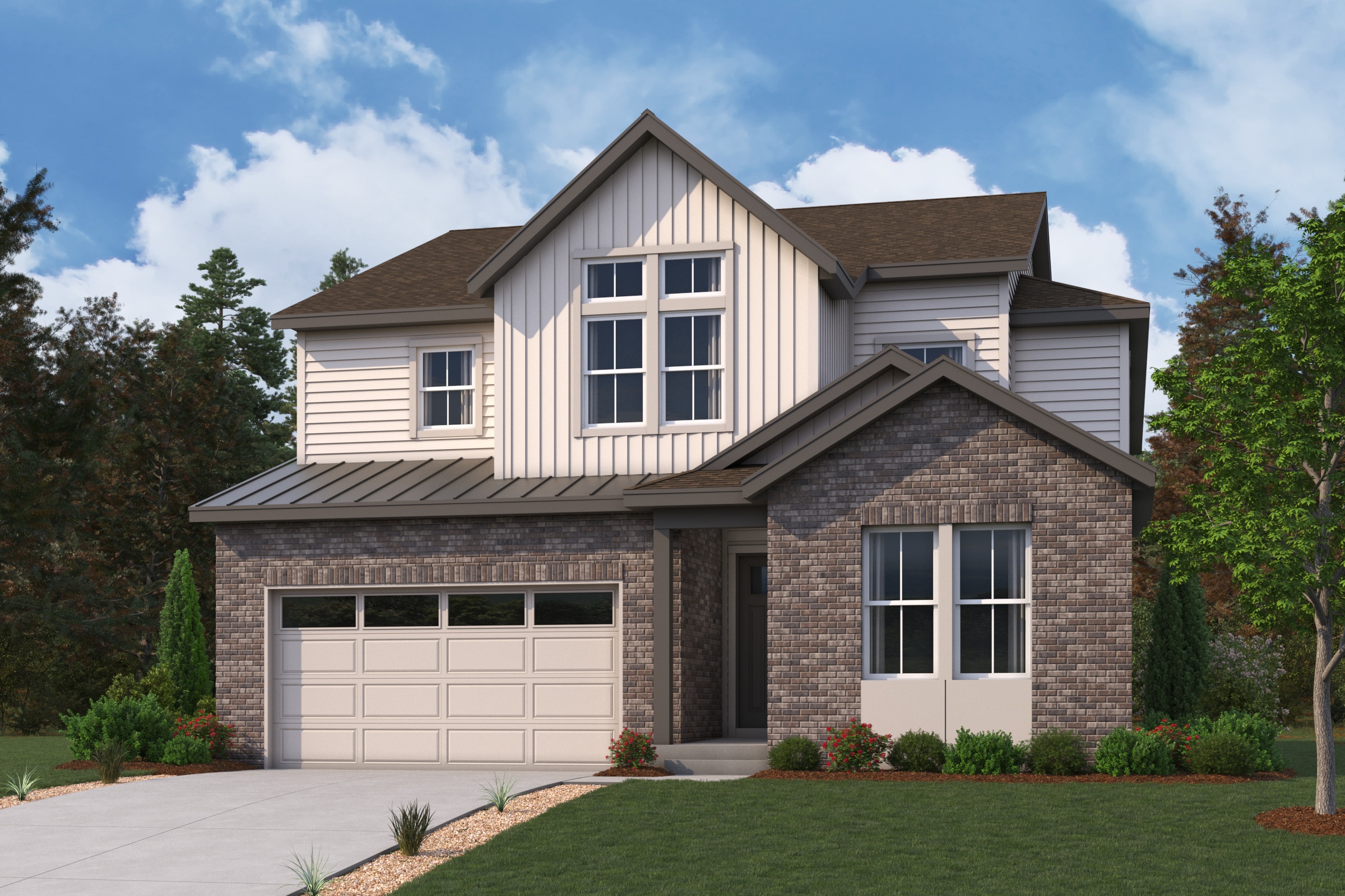 A house with a garage.