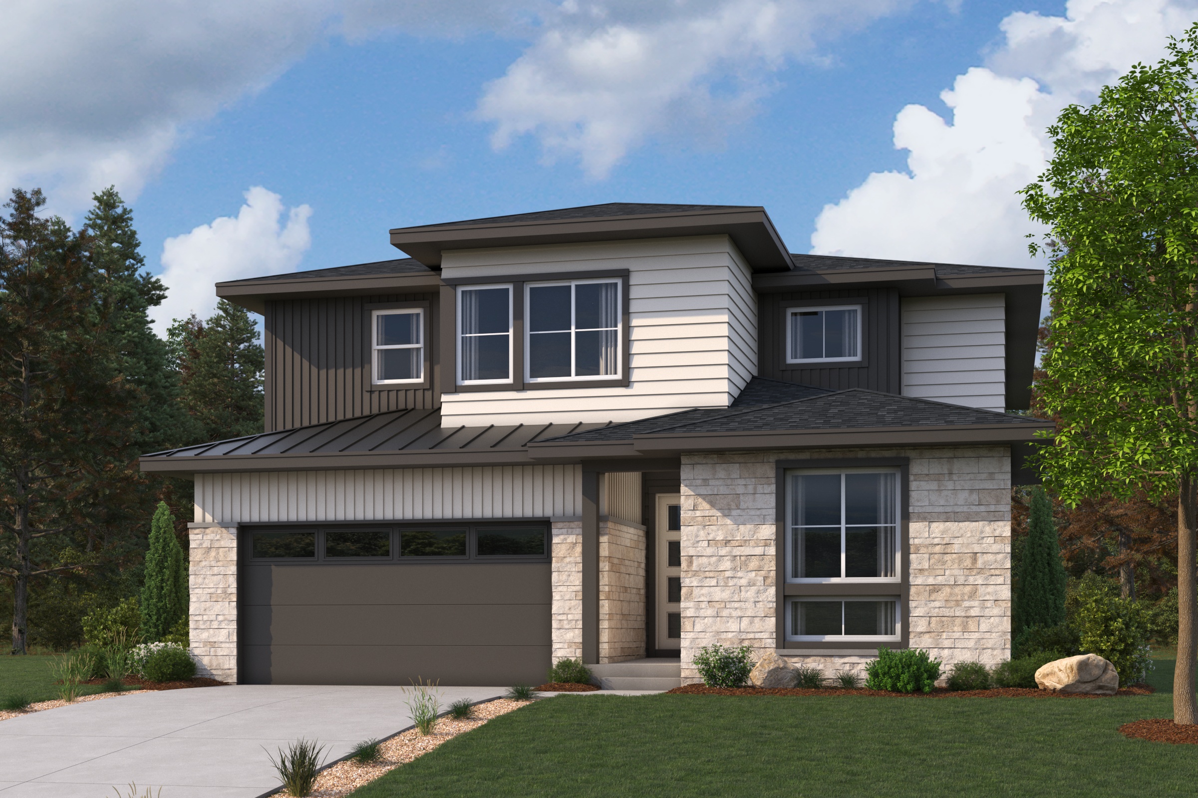 A house with a garage.