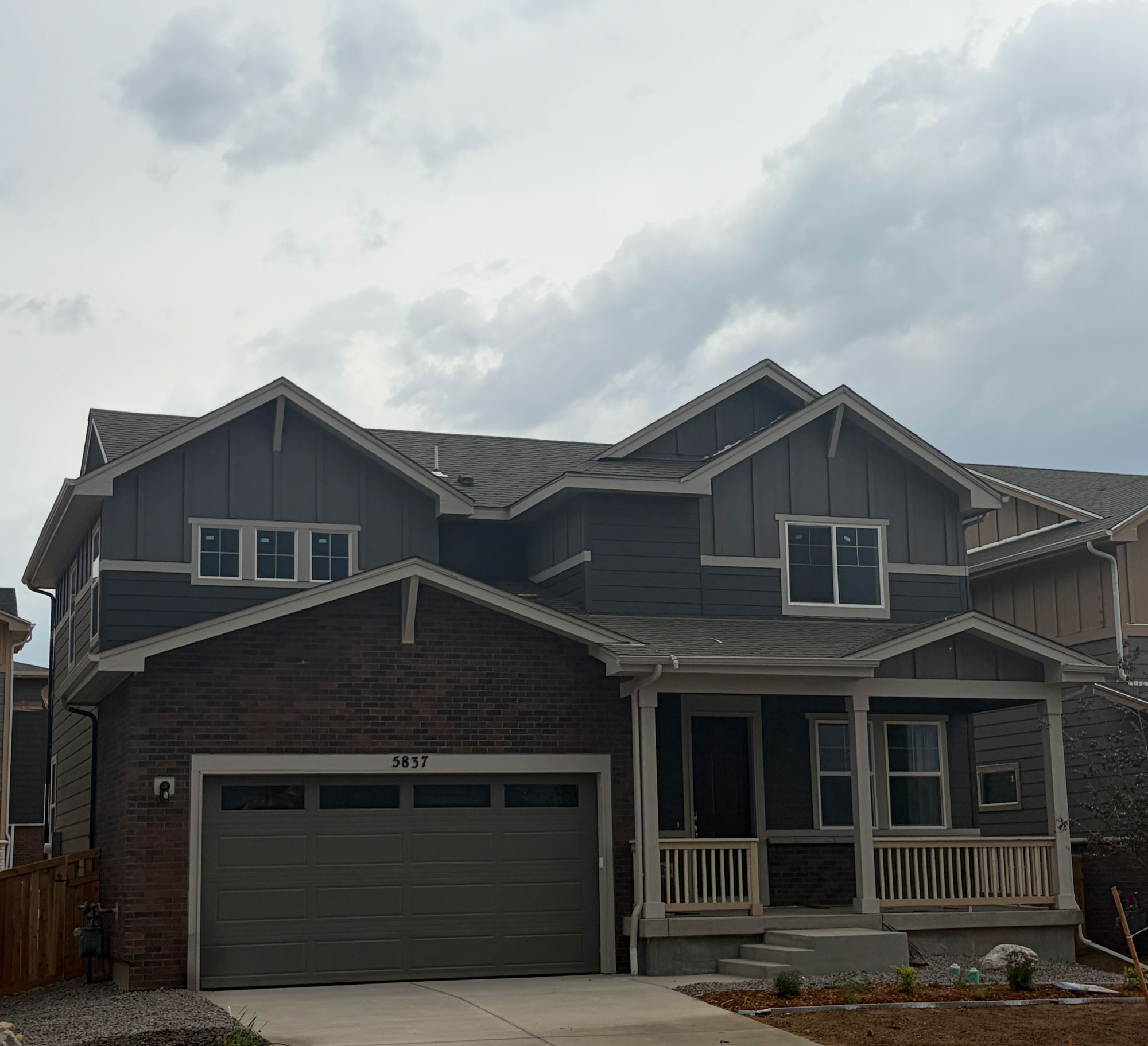 A house with a garage.