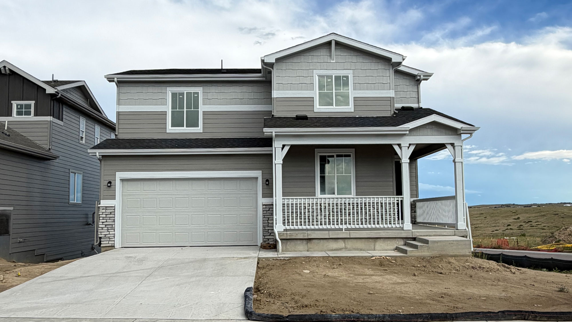 A house with a garage.