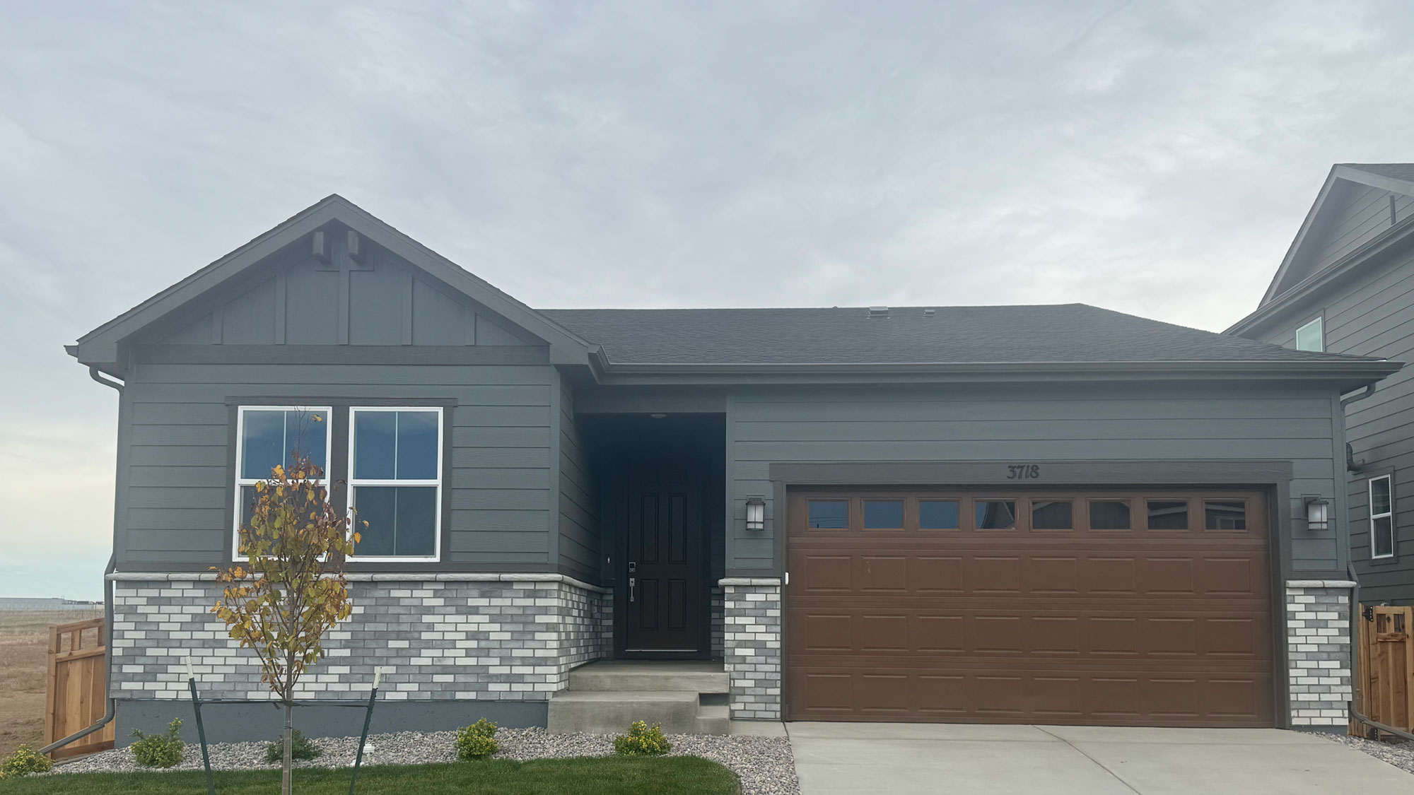 A house with a garage.