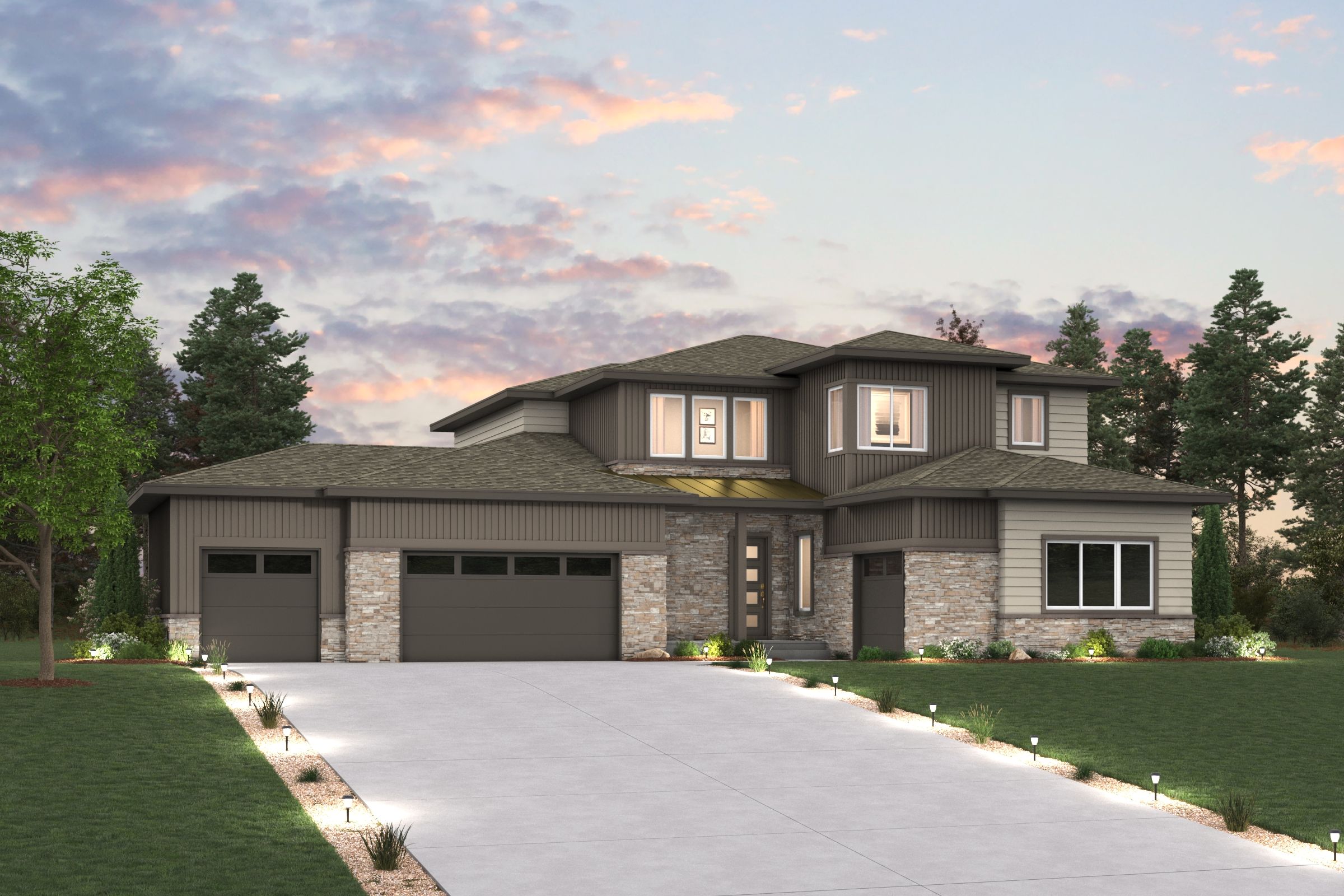 A house with a driveway.