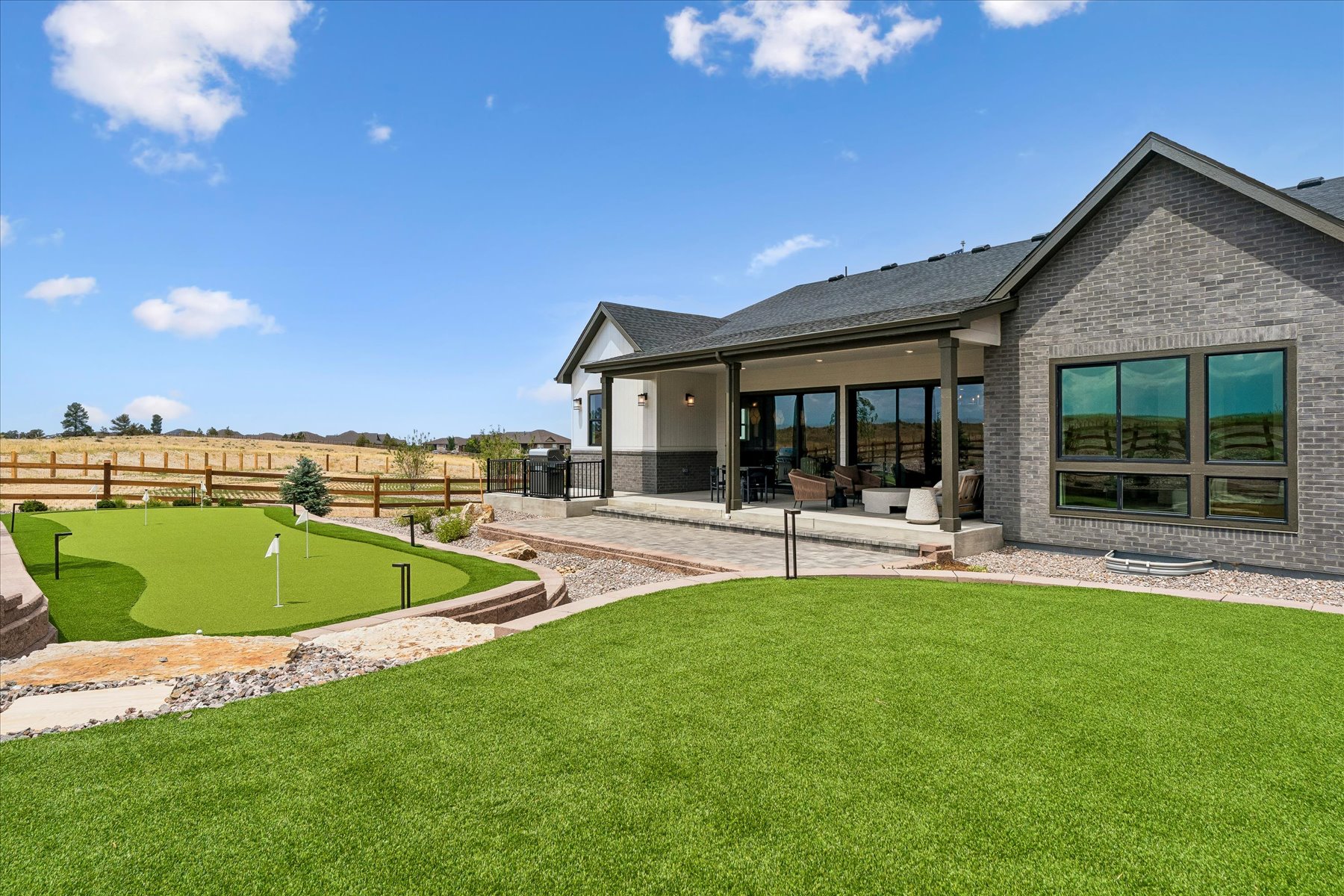 A building with a lawn.