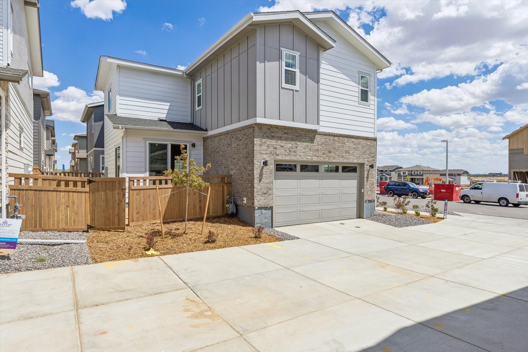 A house with a garage.