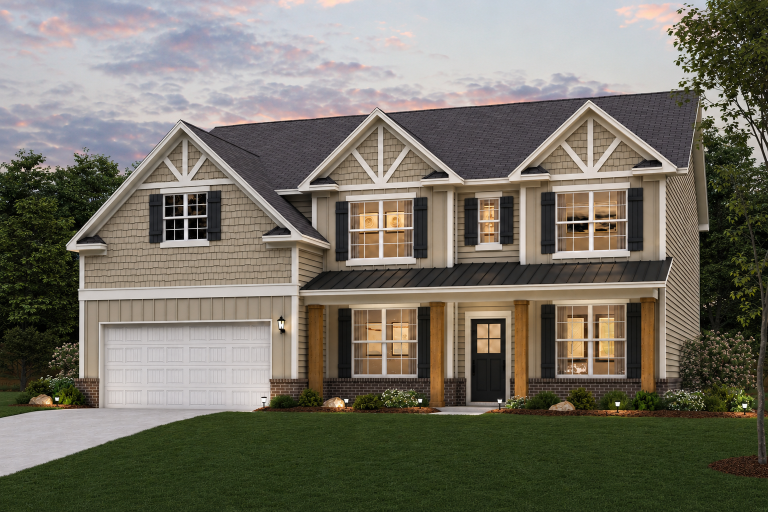 A house with a large front yard.