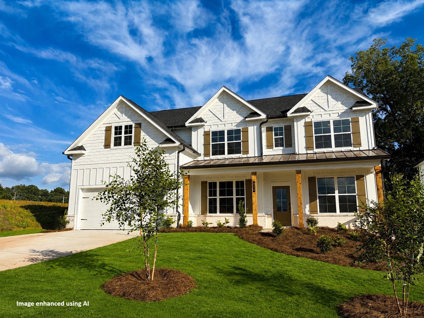 A house with a large front yard.