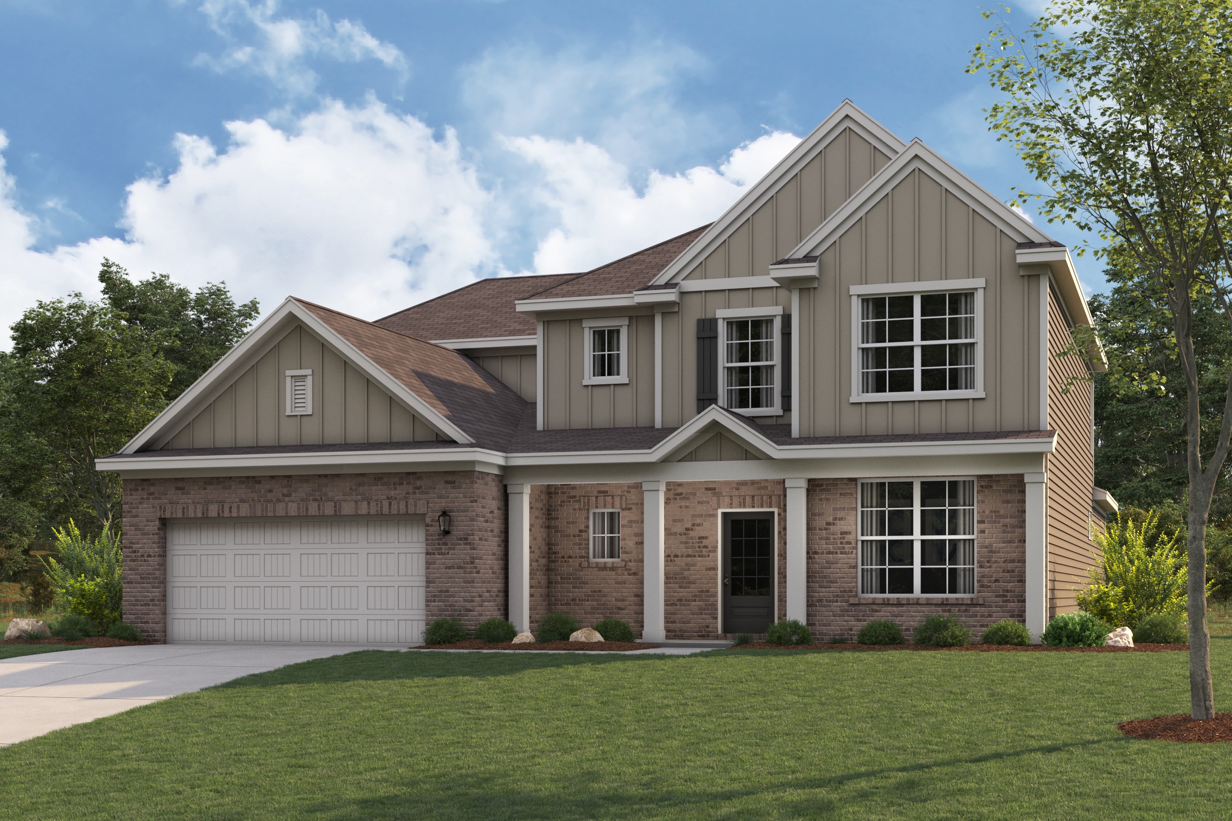 A house with a garage.