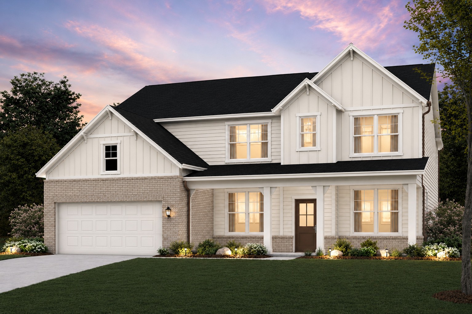 A house with a large front yard.