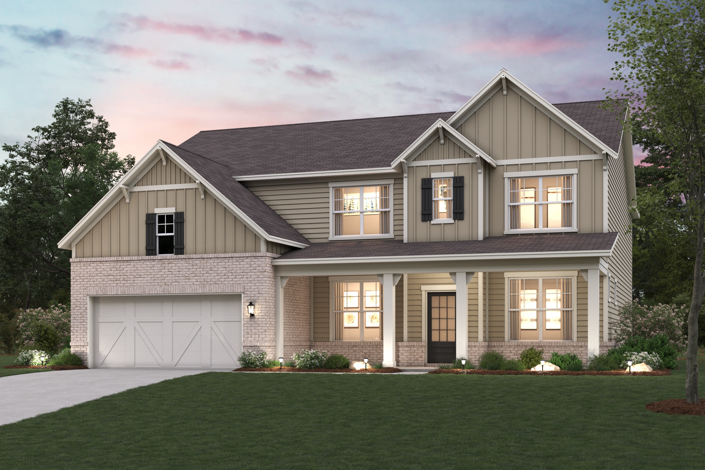 A house with a large front yard.