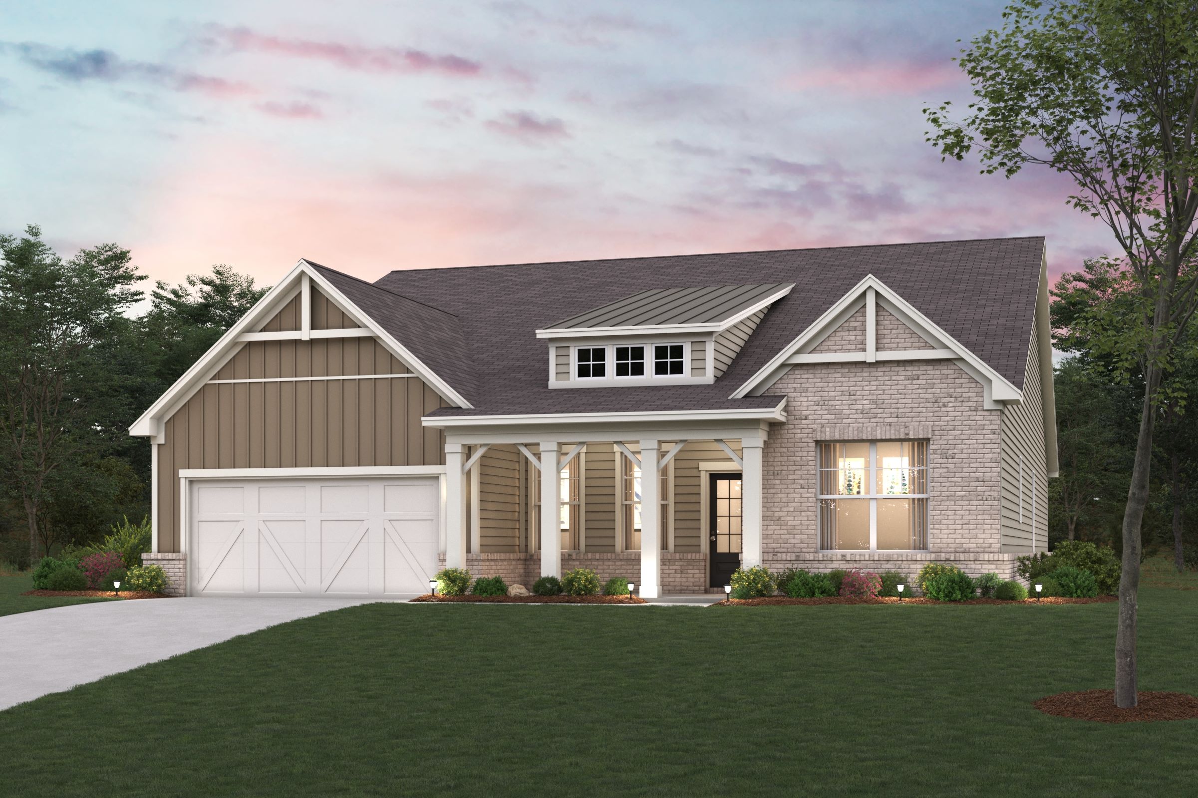 A house with a large front yard.