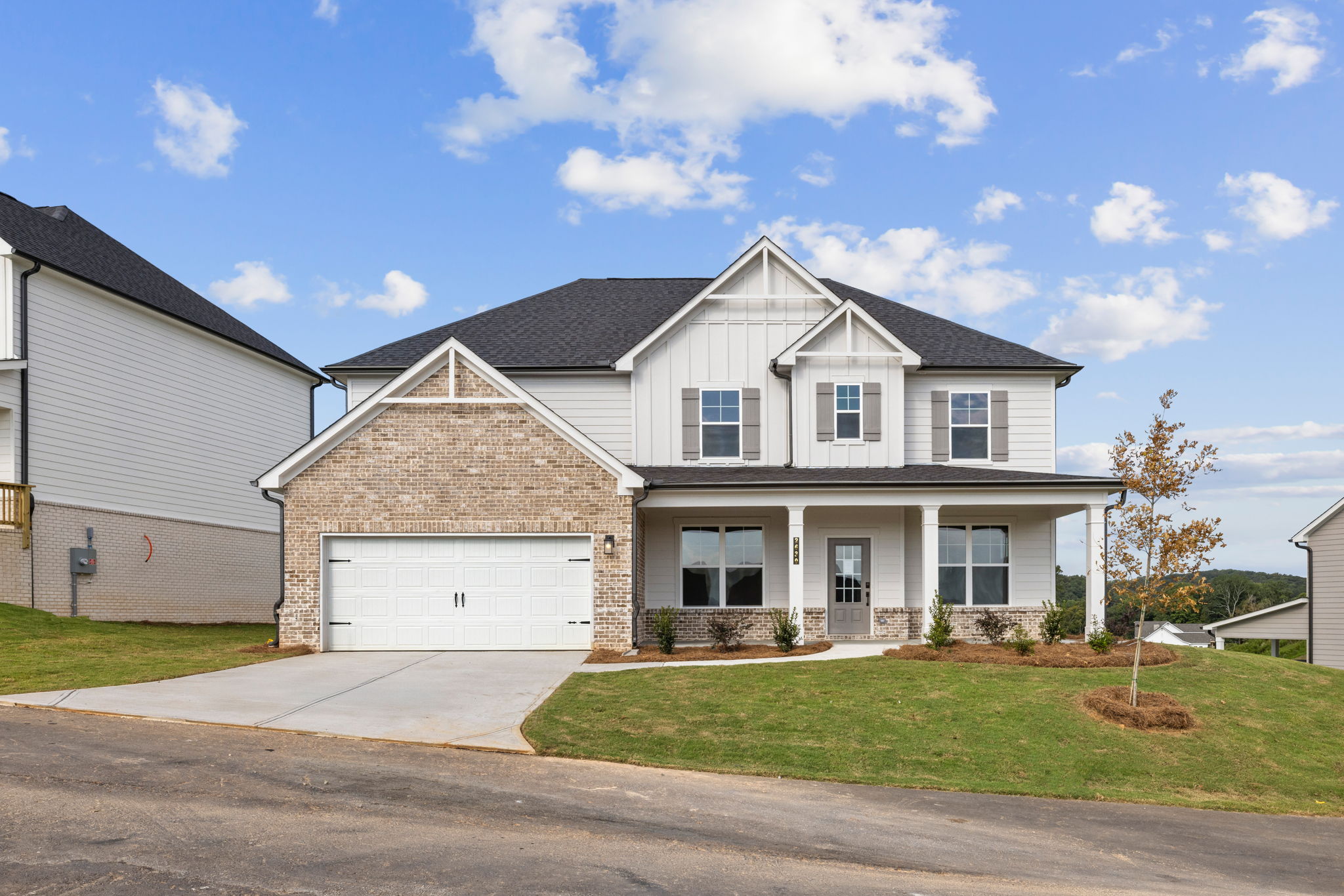 A house with a garage.