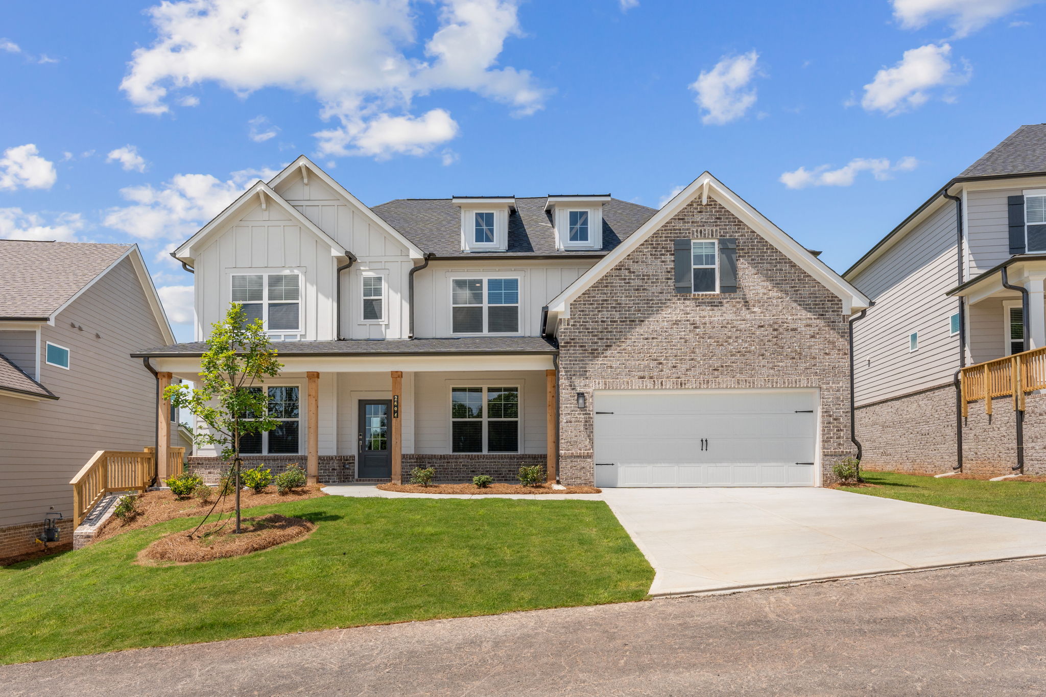 A house with a garage.