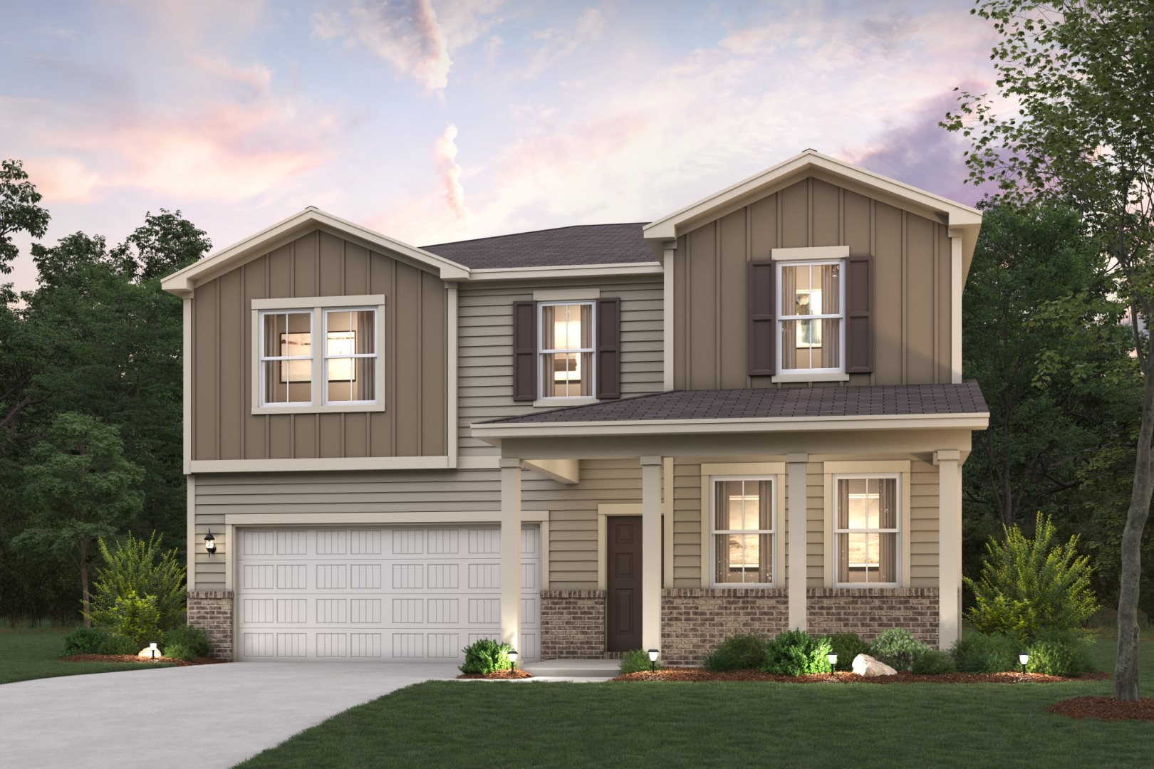 A house with a garage.