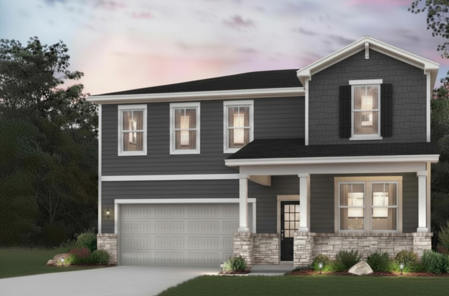 A house with a garage.