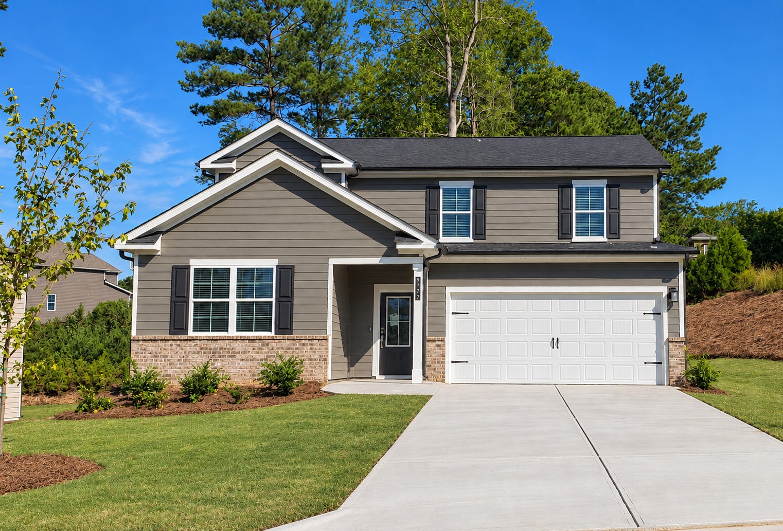 A house with a garage.