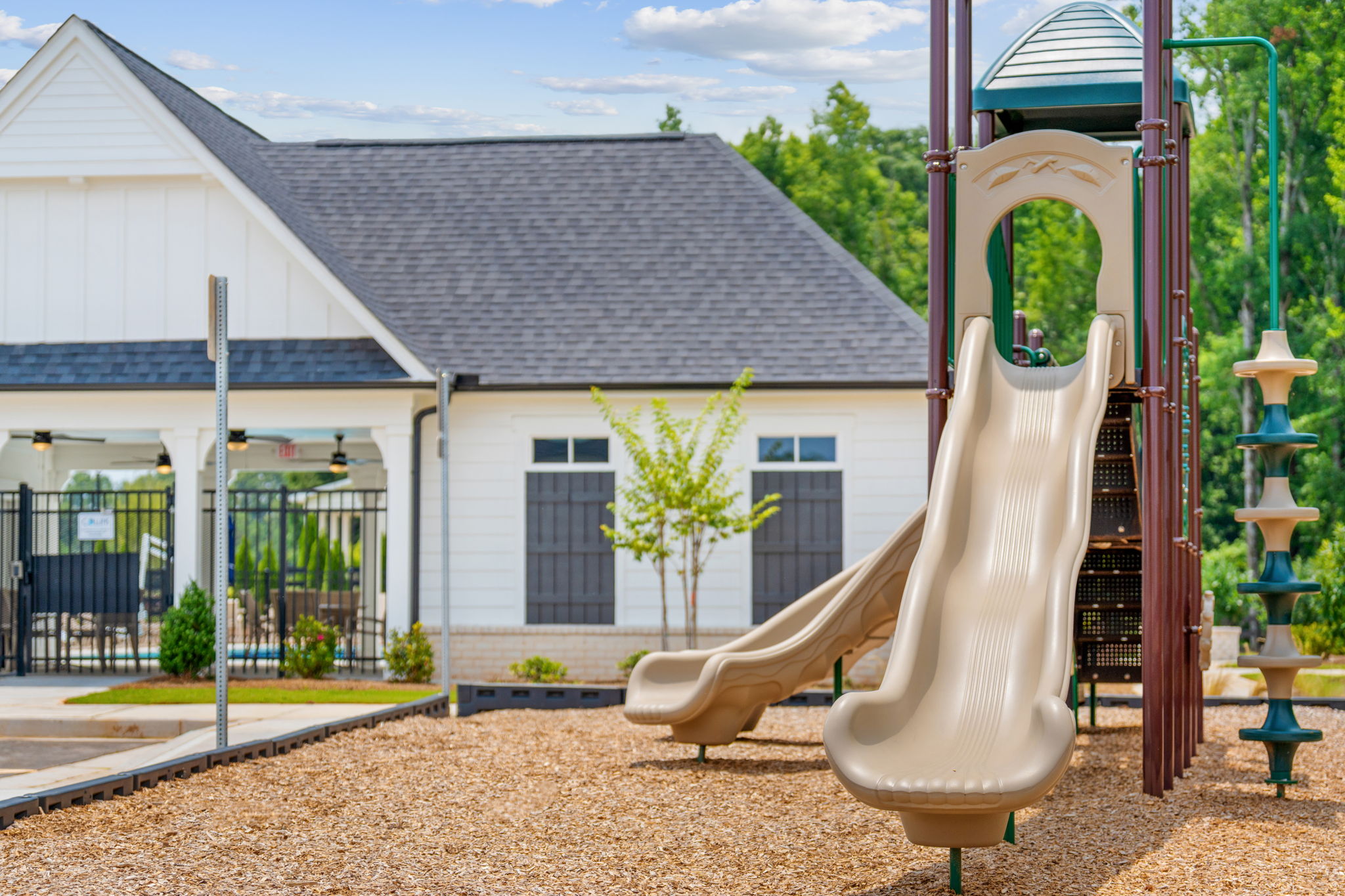 A playground with a slide.