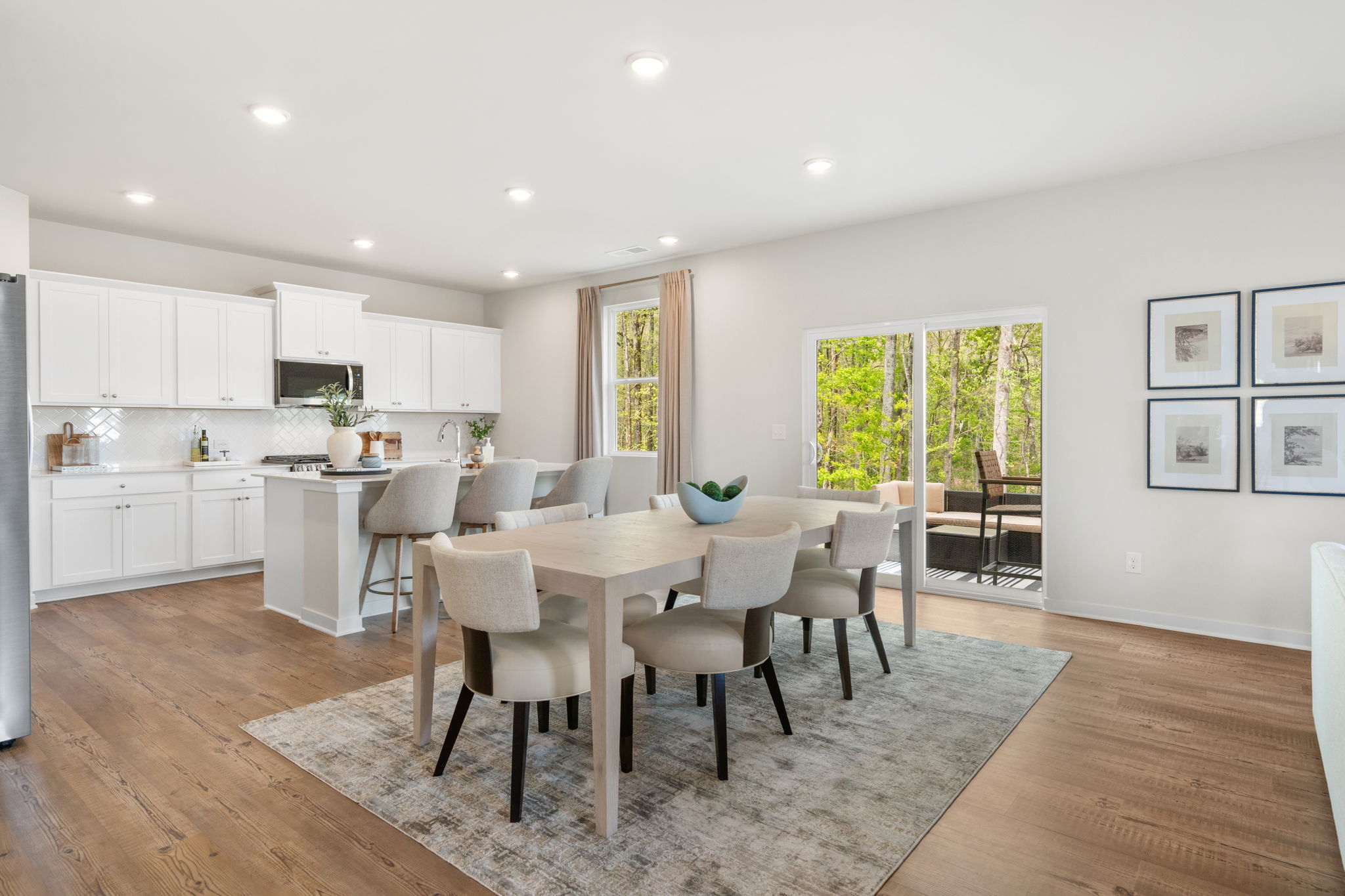 A kitchen and dining room.