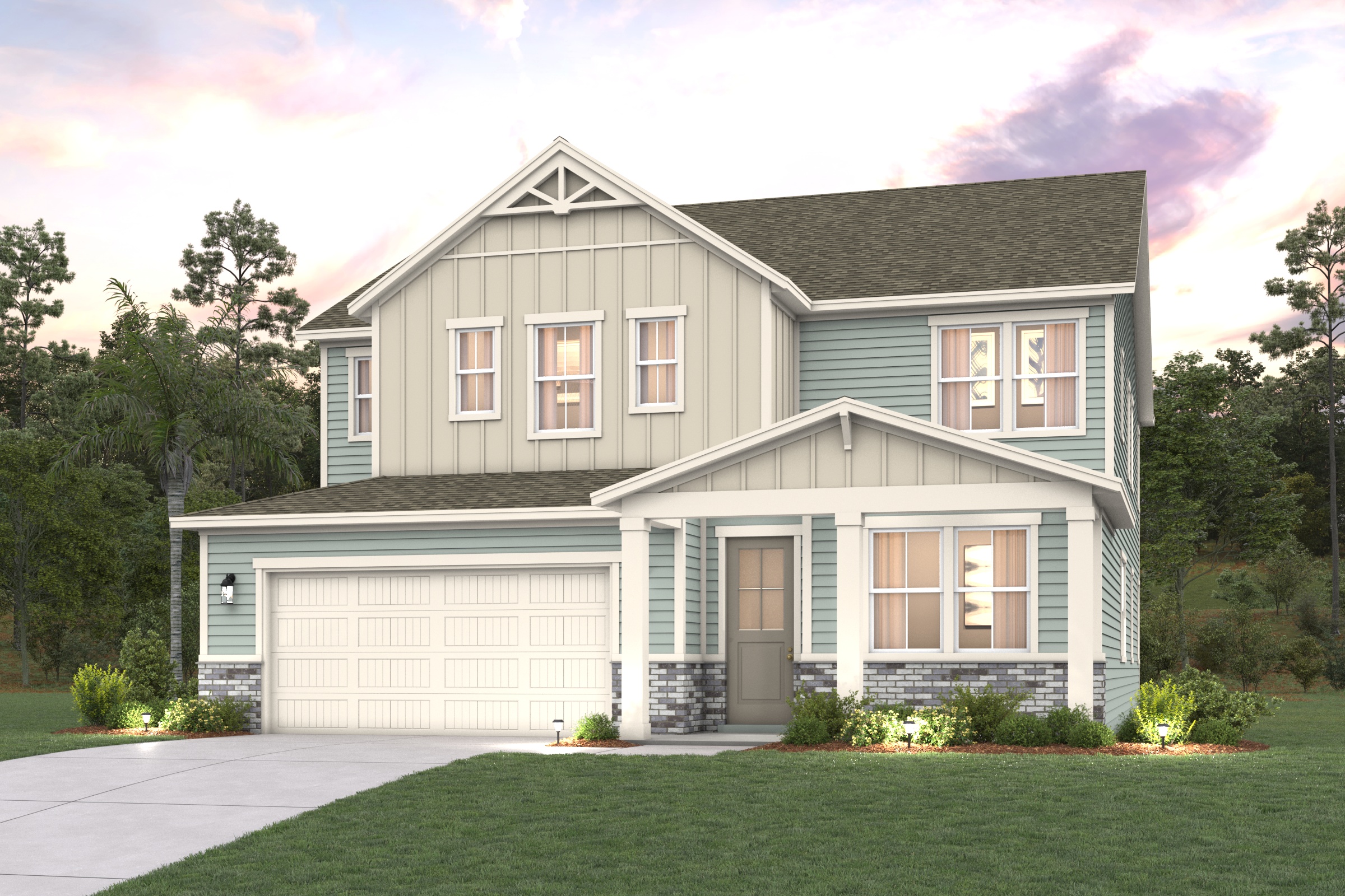 A house with a garage.
