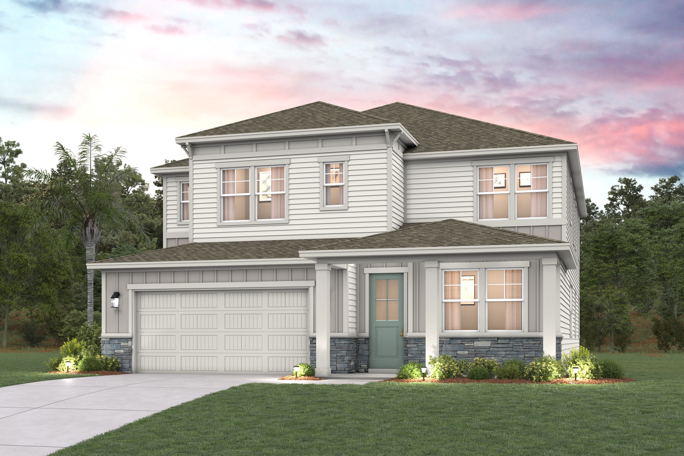 A house with a garage.
