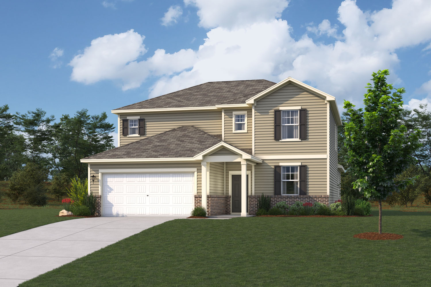 A house with a large front yard.