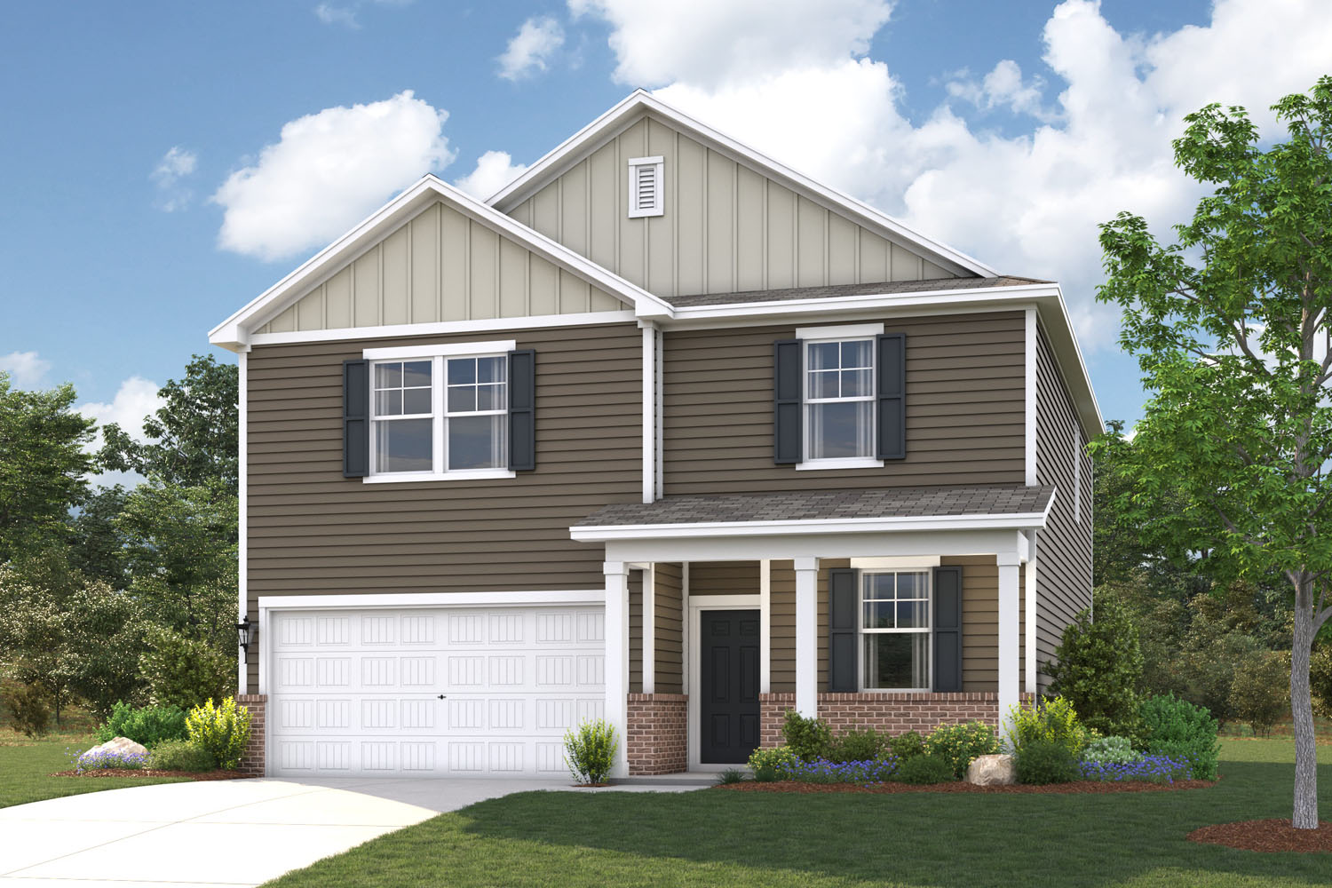 A house with a garage.