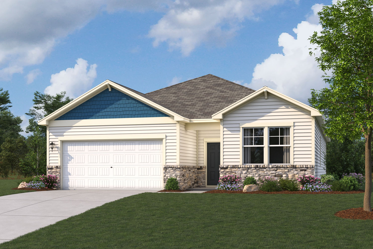A house with a garage.