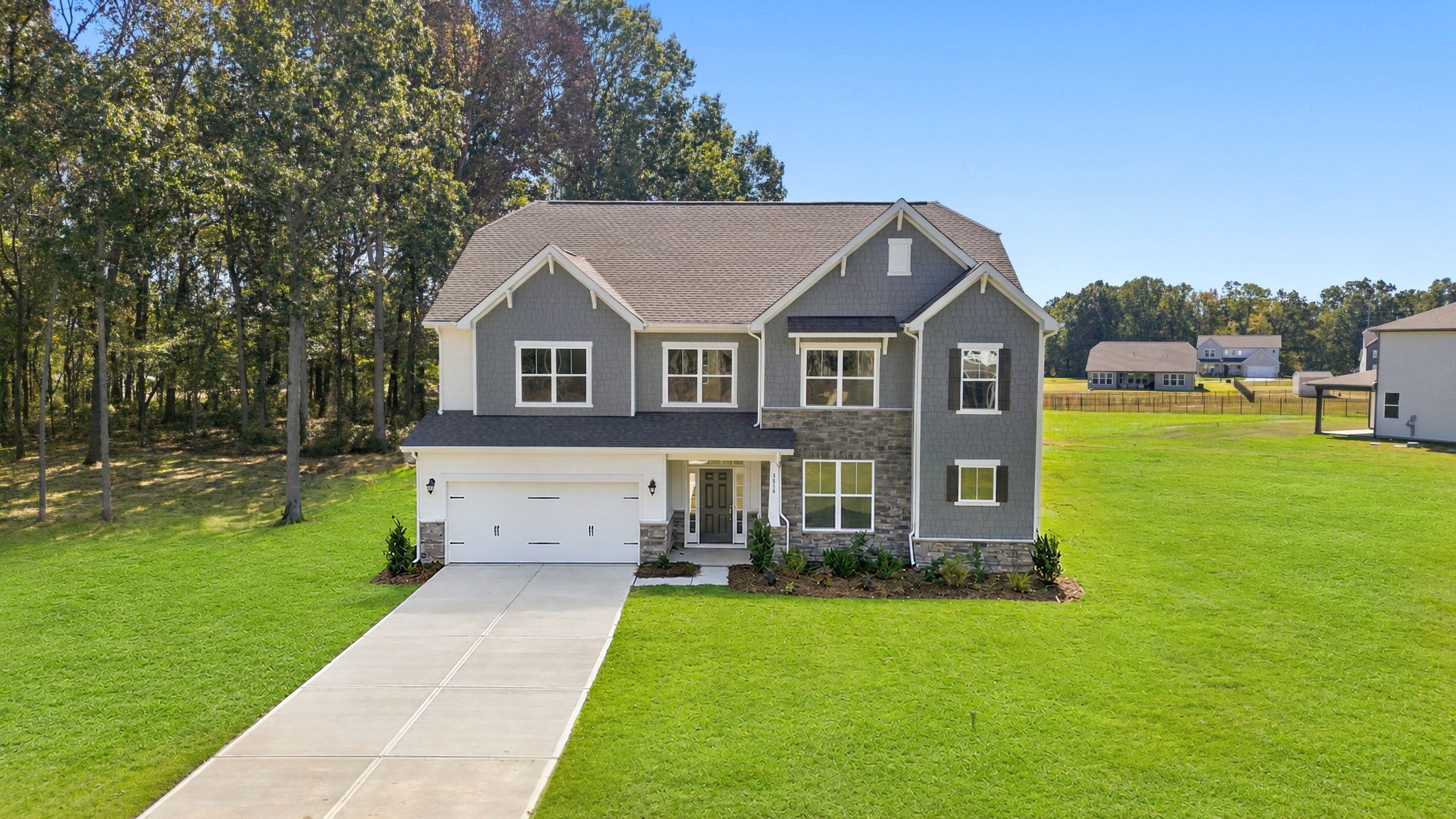 A house with a driveway.