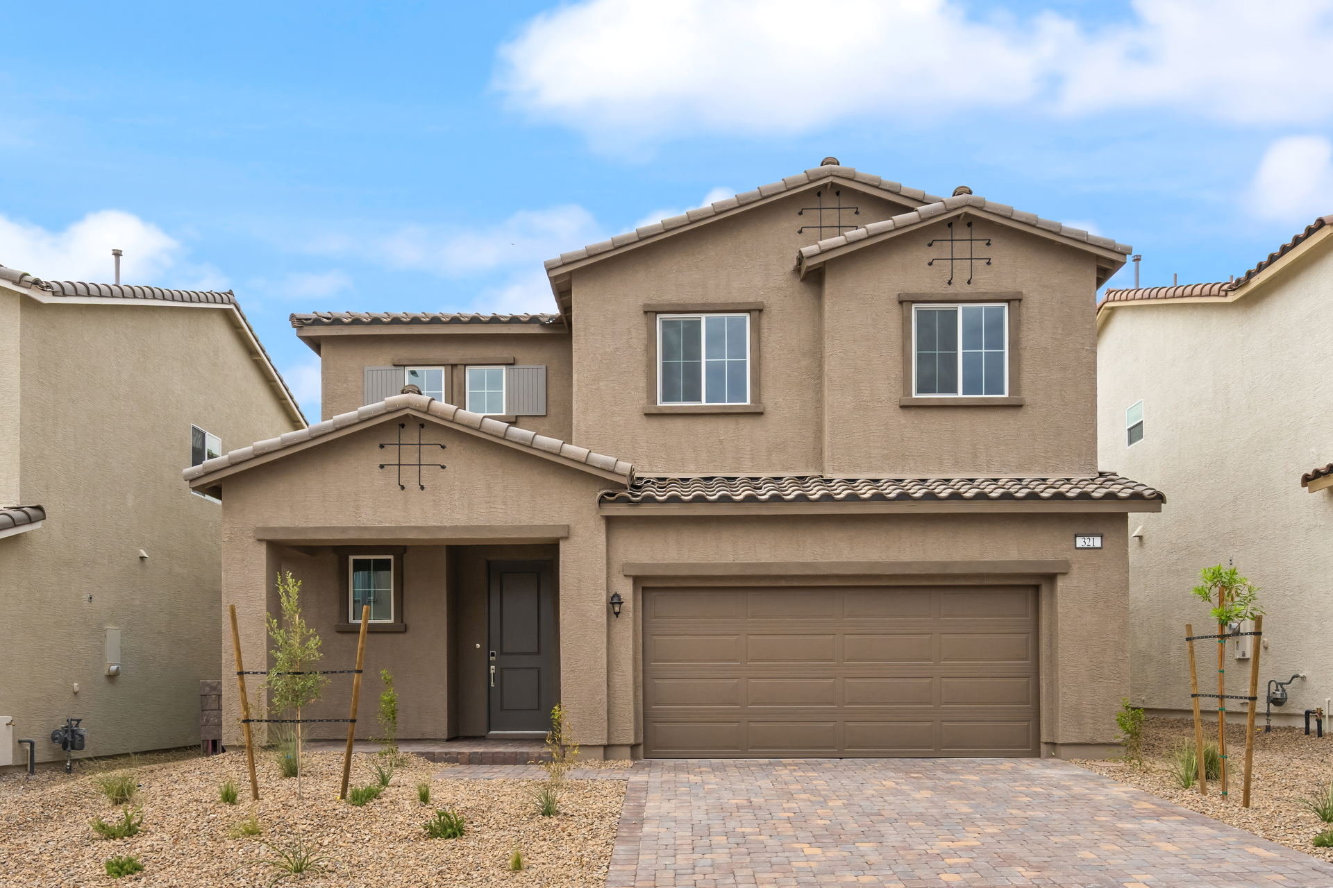 A house with a garage.