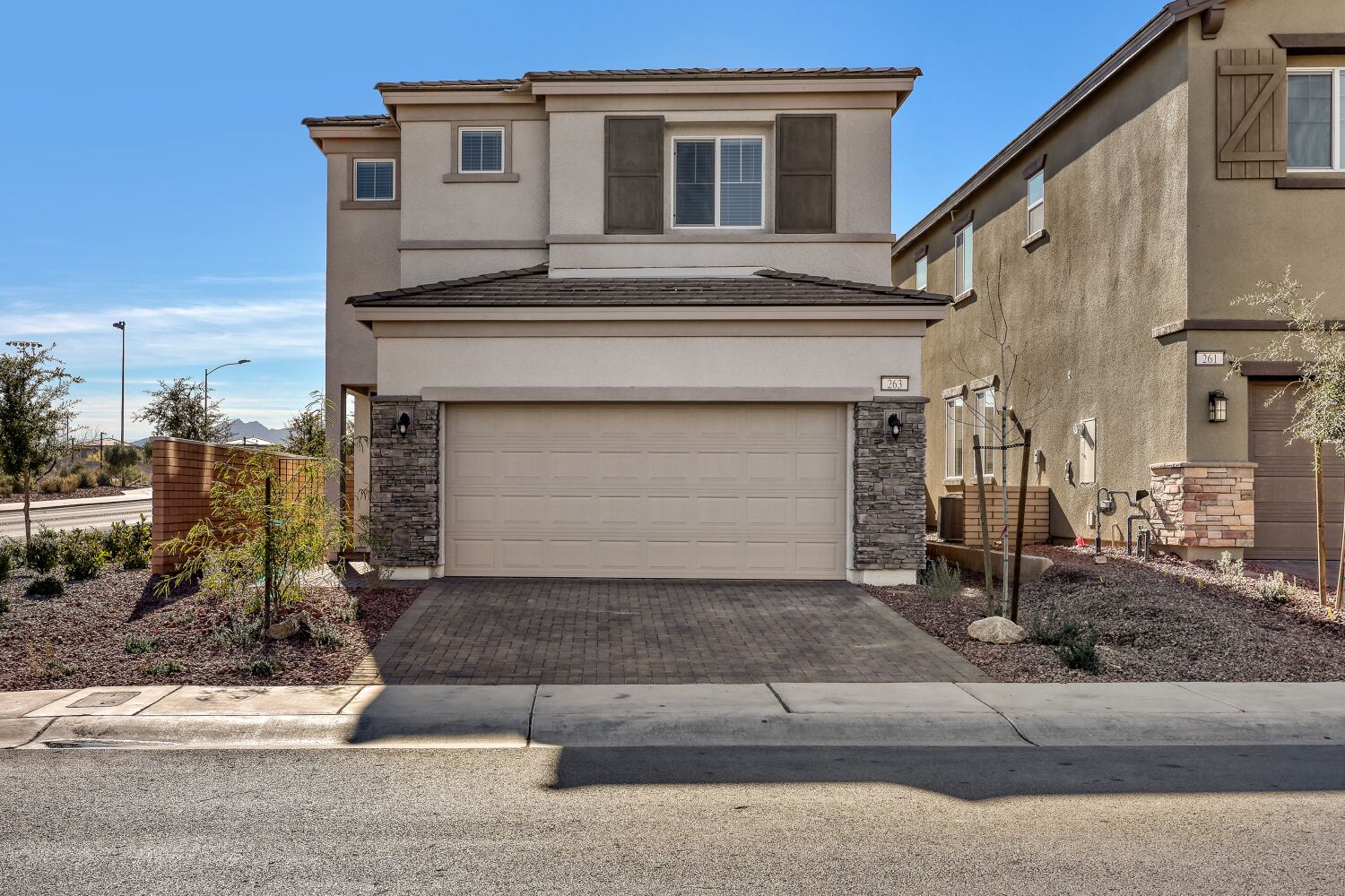 A house with a garage.