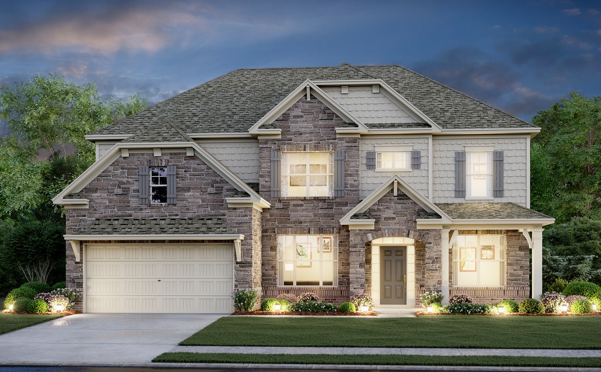 A house with a garage.