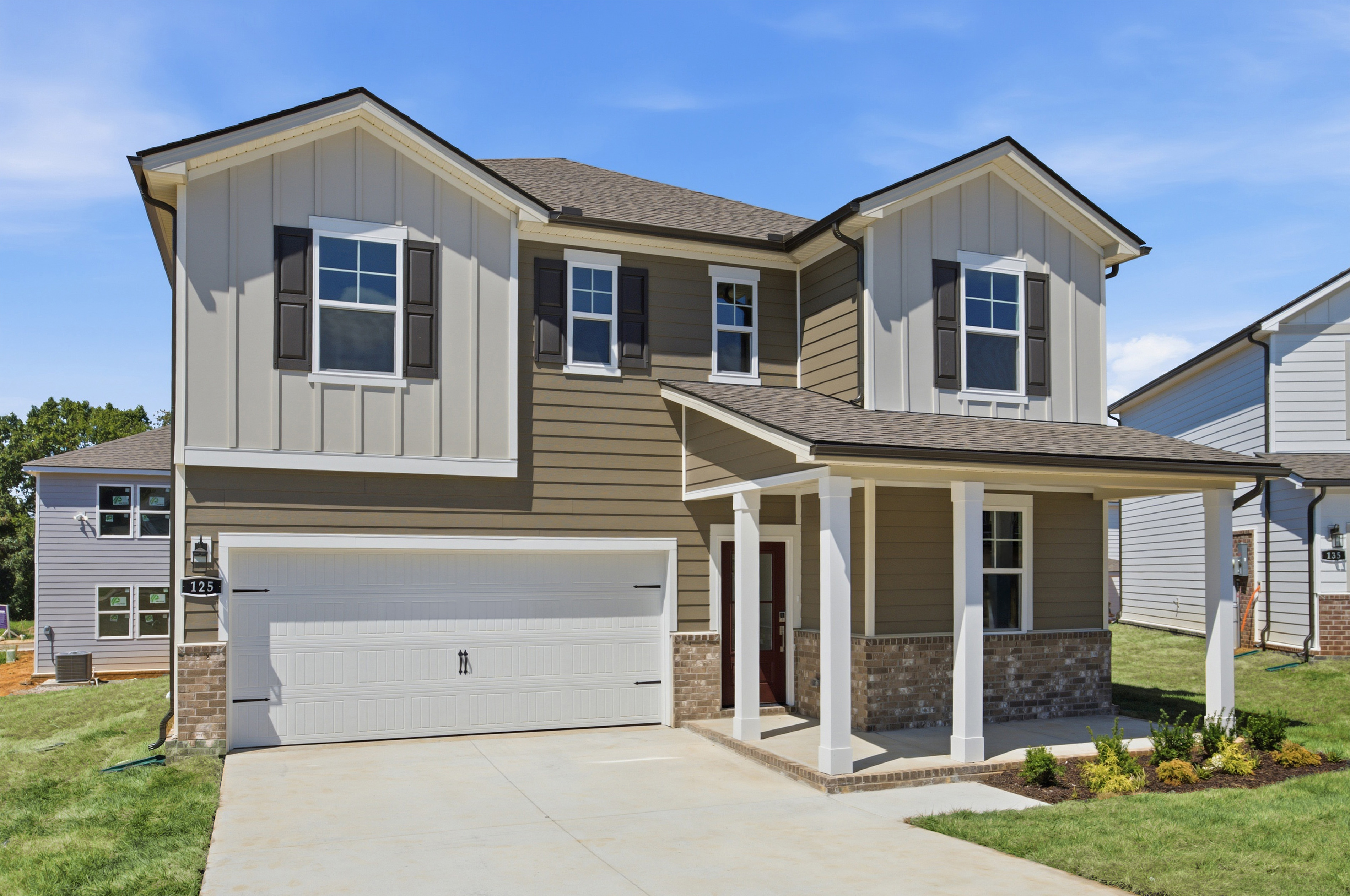A house with a garage.
