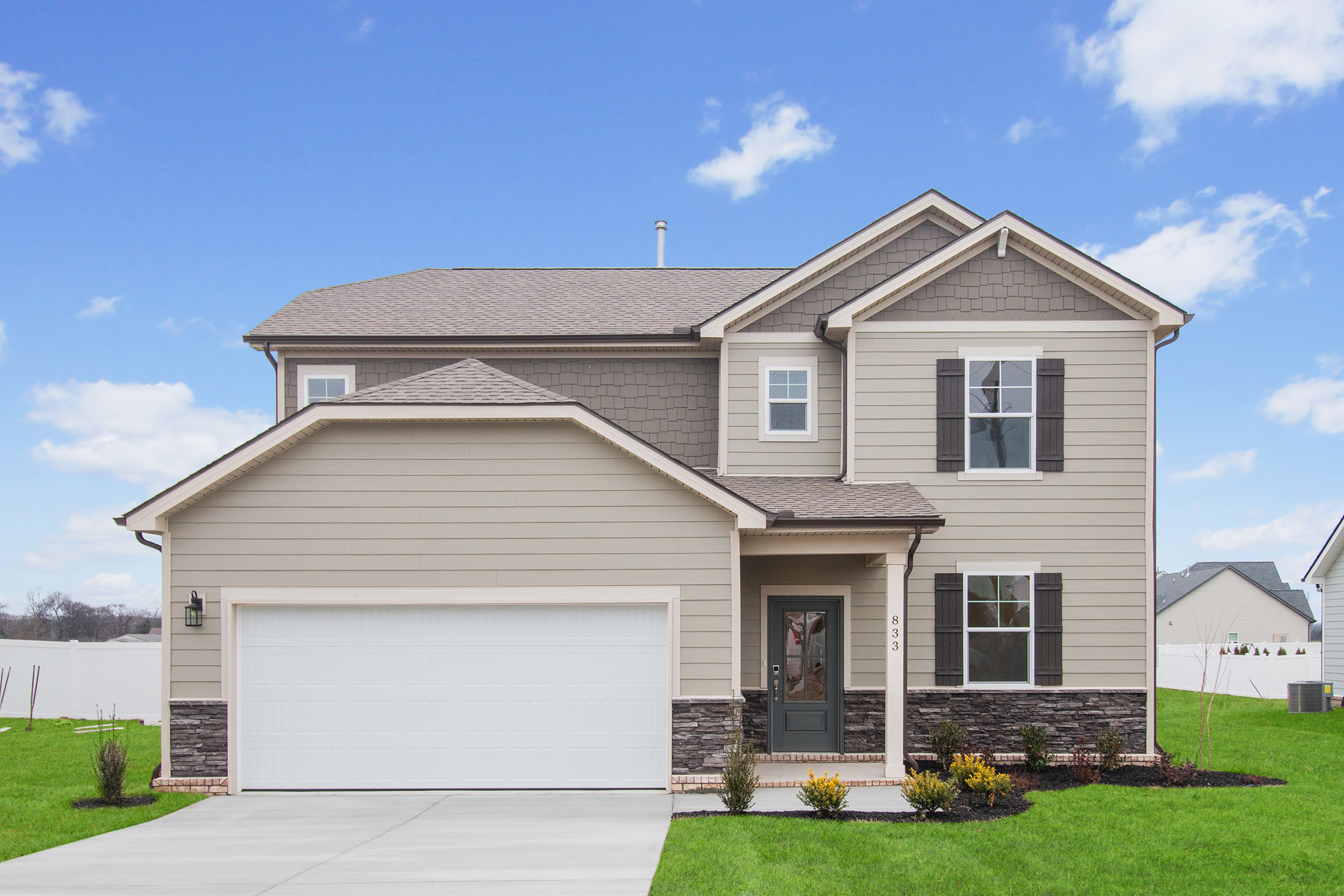 A house with a garage.