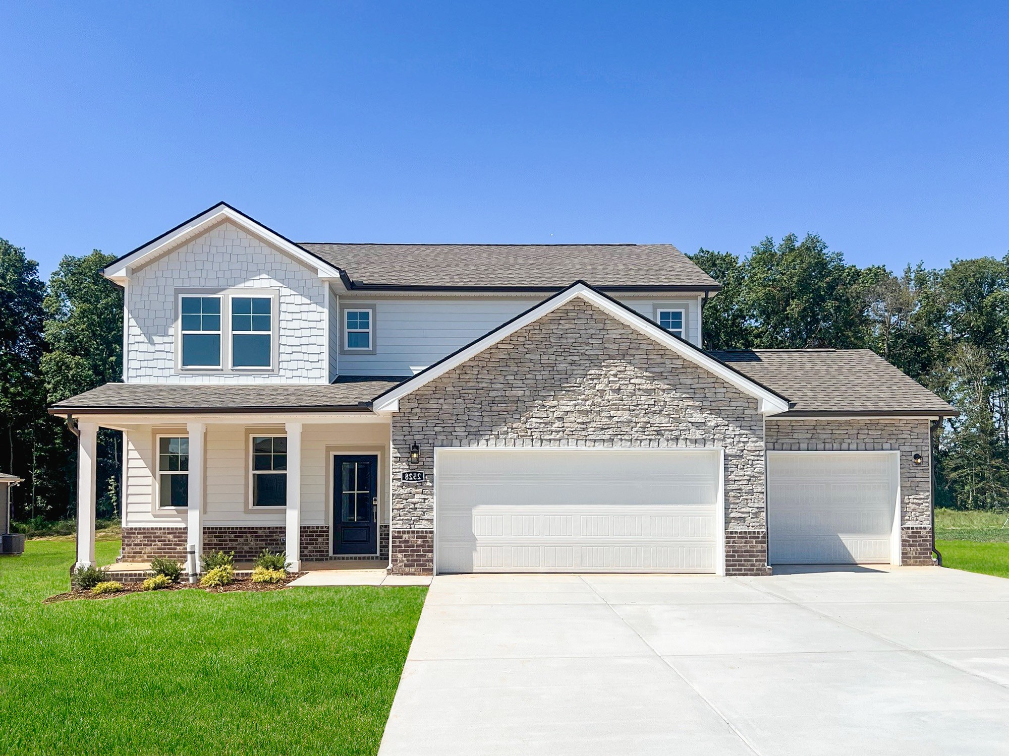 A house with a garage.