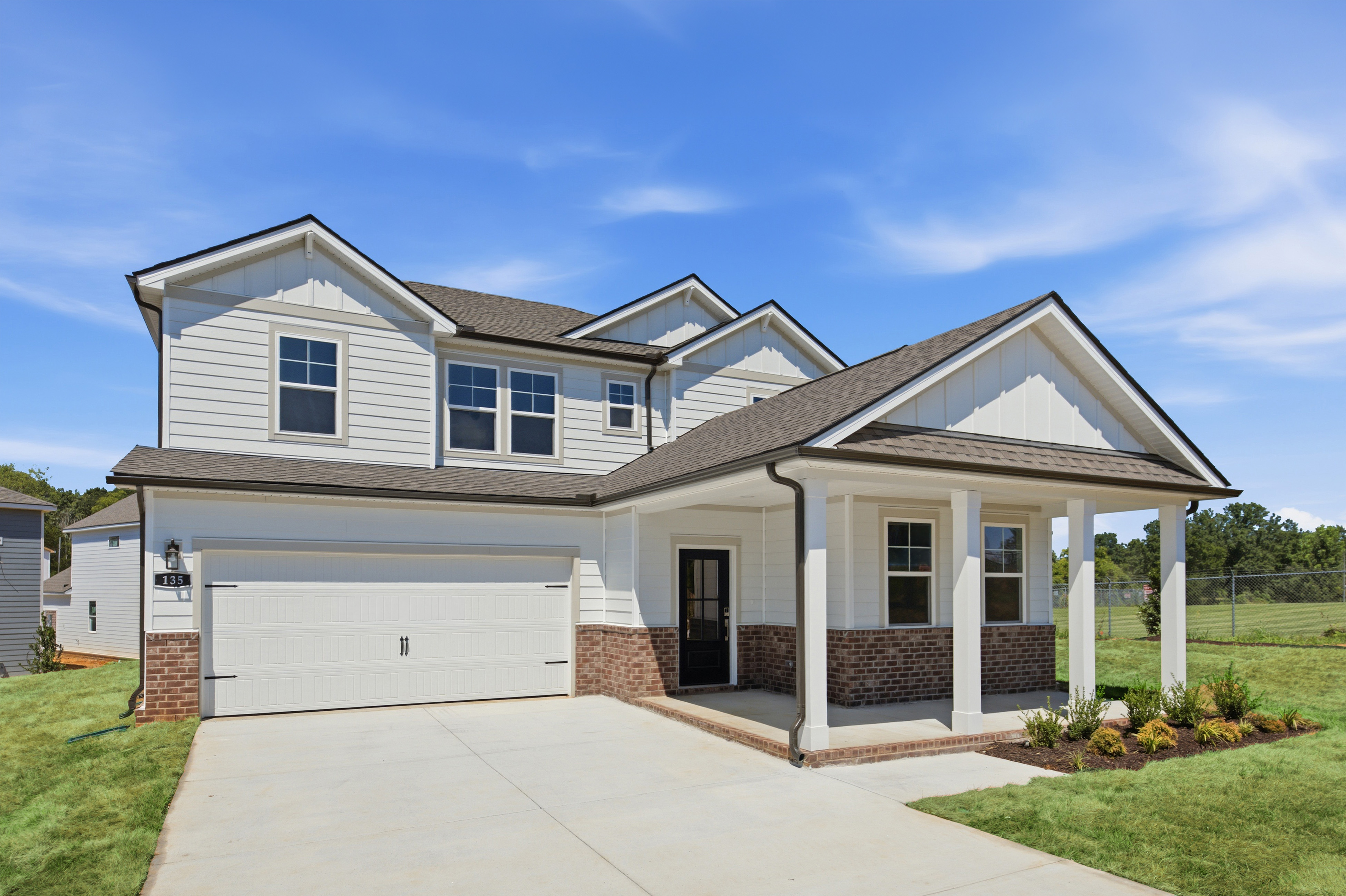 A house with a garage.