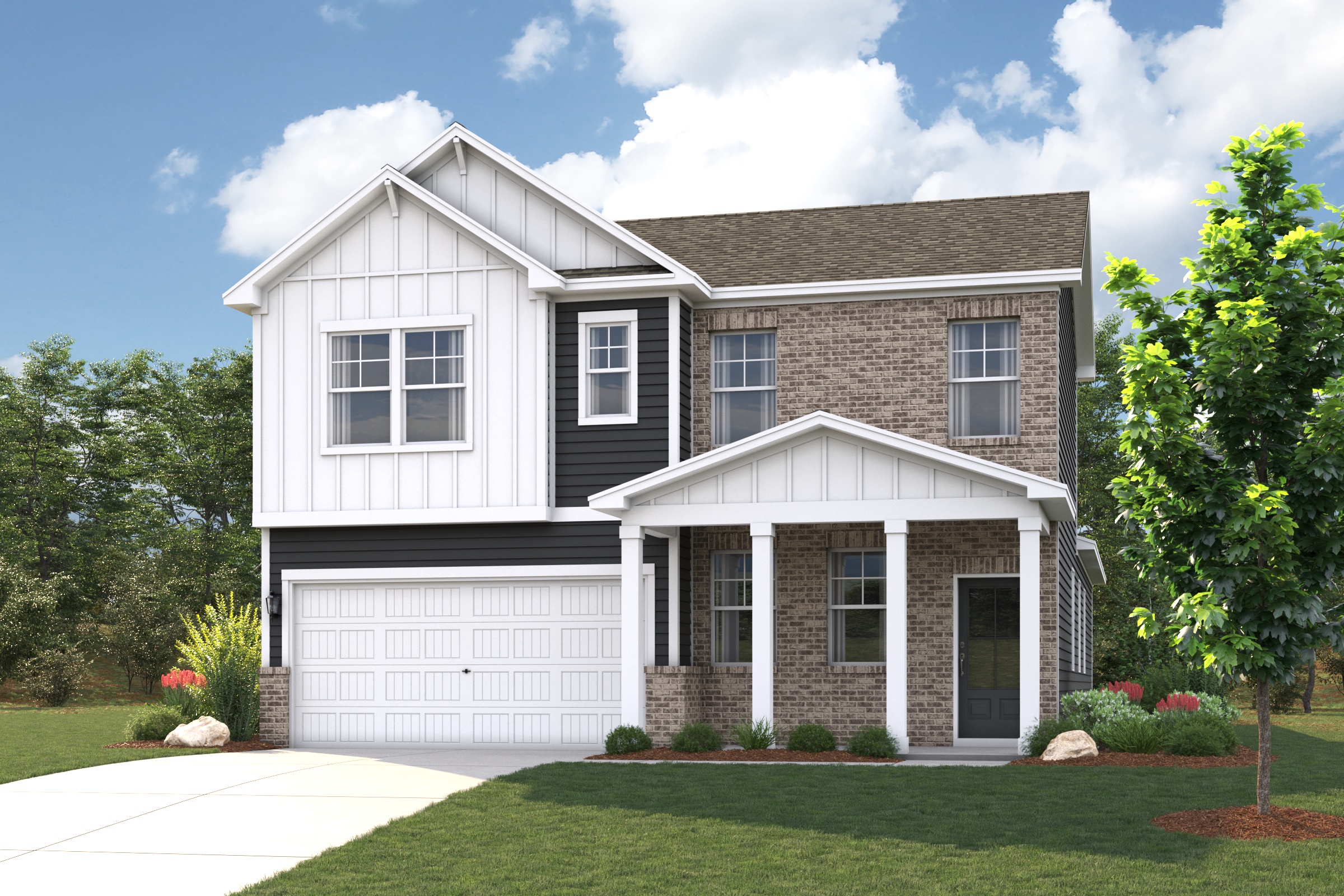 A house with a garage.