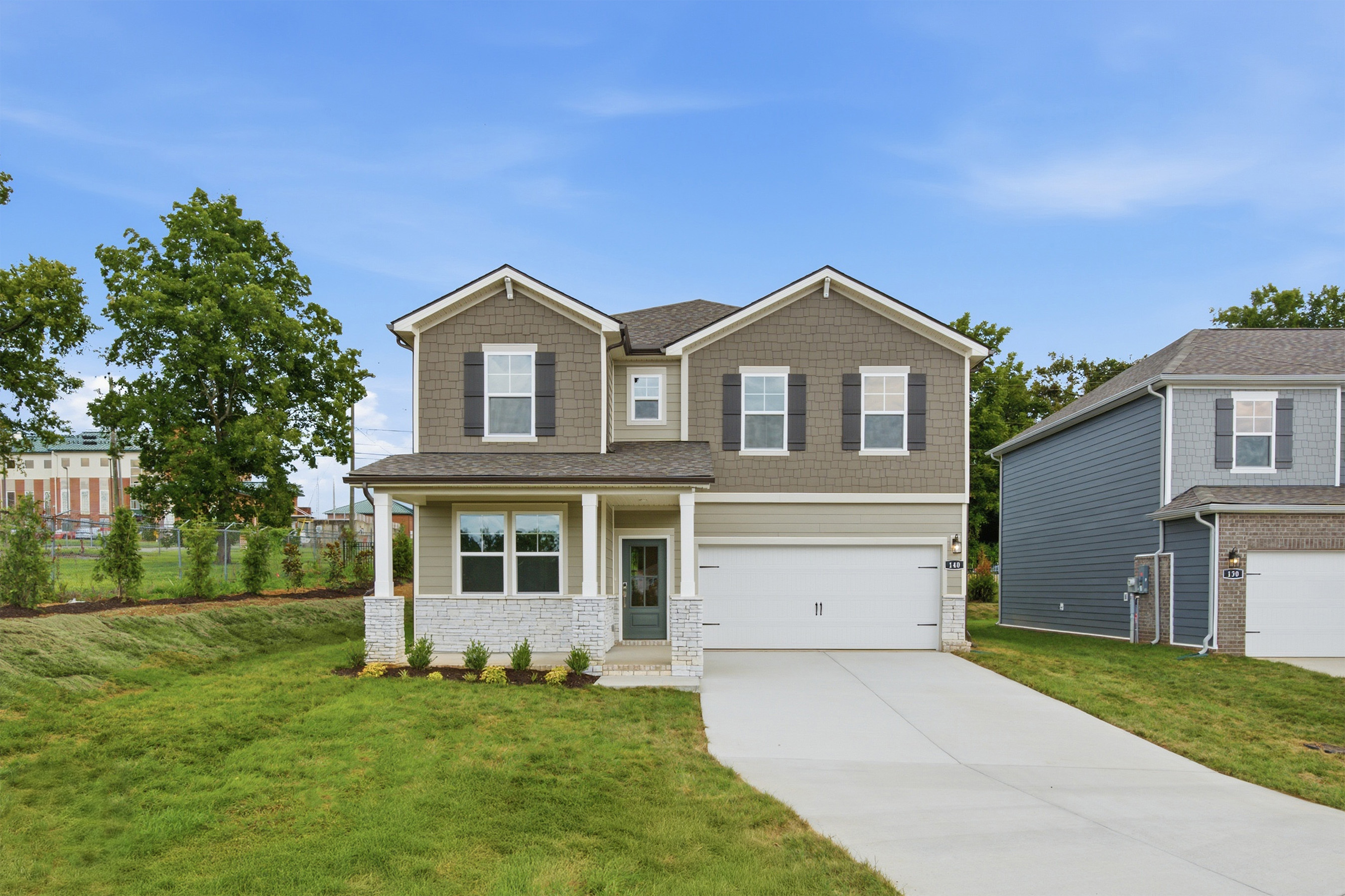 A house with a driveway.