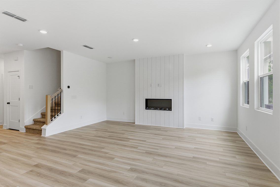 A large empty living room.